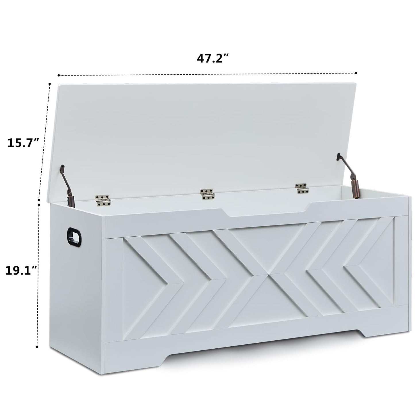 47.2” Storage Bench,Extra Large Wooden Storage Chest with 2 Safety Hinges,entryway Bench,Blanket Storage,Shoe Storage Bench for Entryway,Bedroom,Living Room,Easy Assembly.-Greige