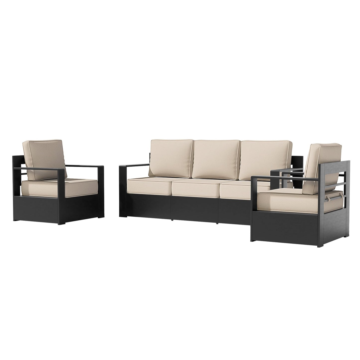 Aluminum Patio Swivel Chair - Outdoor Swivel Rocking Chair with 6" Thick Removable Cushions, All-Weather Metal Frame, Deep Setting for Garden, Poolside and Porch