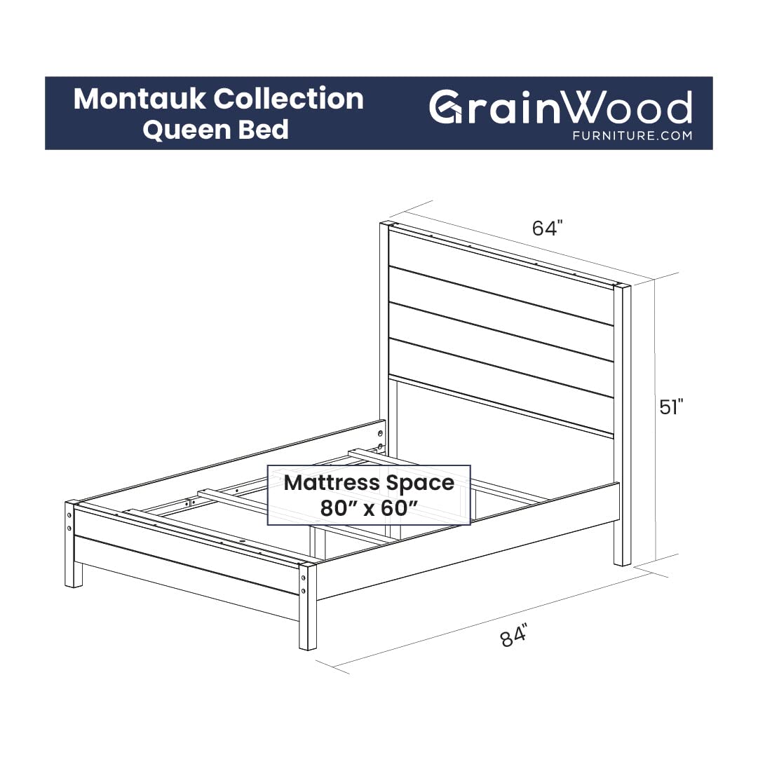 Grain Wood Furniture Montauk Solid Wood Bed, King Size, Rustic Walnut