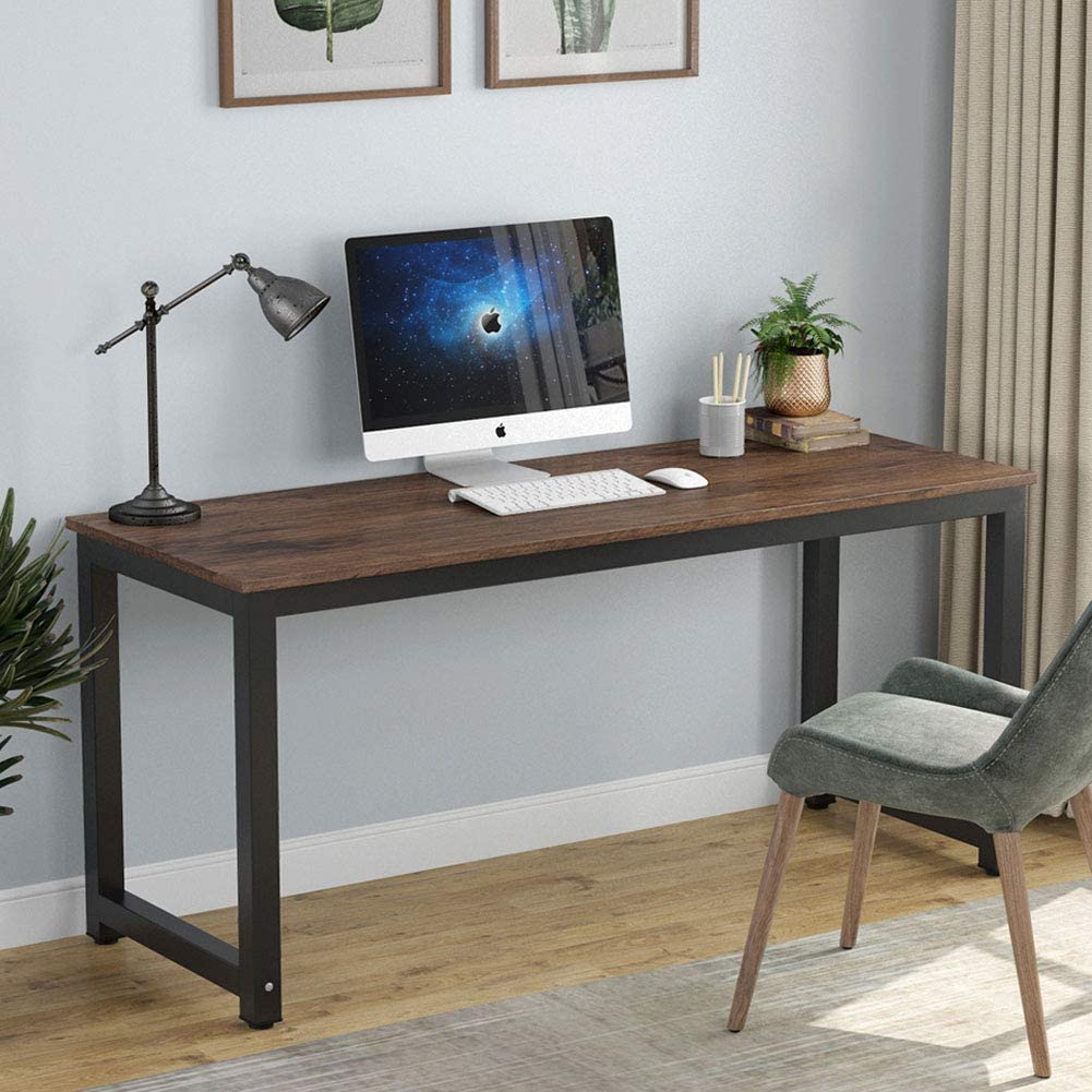 Tribesigns Modern Simple Computer Desk, 47 inch Vintage Office Desk Computer Table, Study Writing Study Desk Workstation for Home Office, Rustic Brown