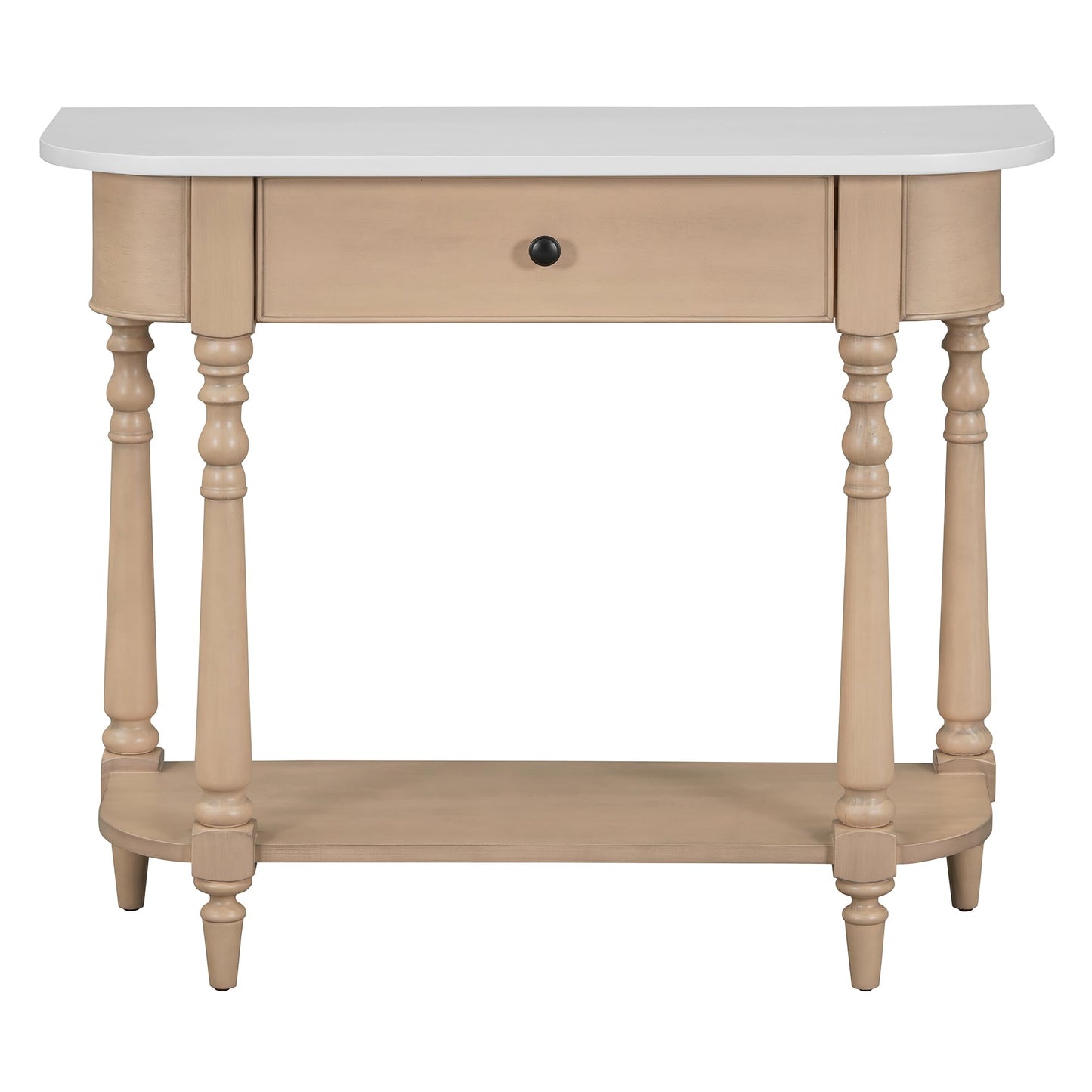 LKTART Small Solid Wood Sofa Table,Console Table with Drawers and Bottom Shelf, Entryway Hallway Foyer Entry Table for Living Room(23.7" Natural)