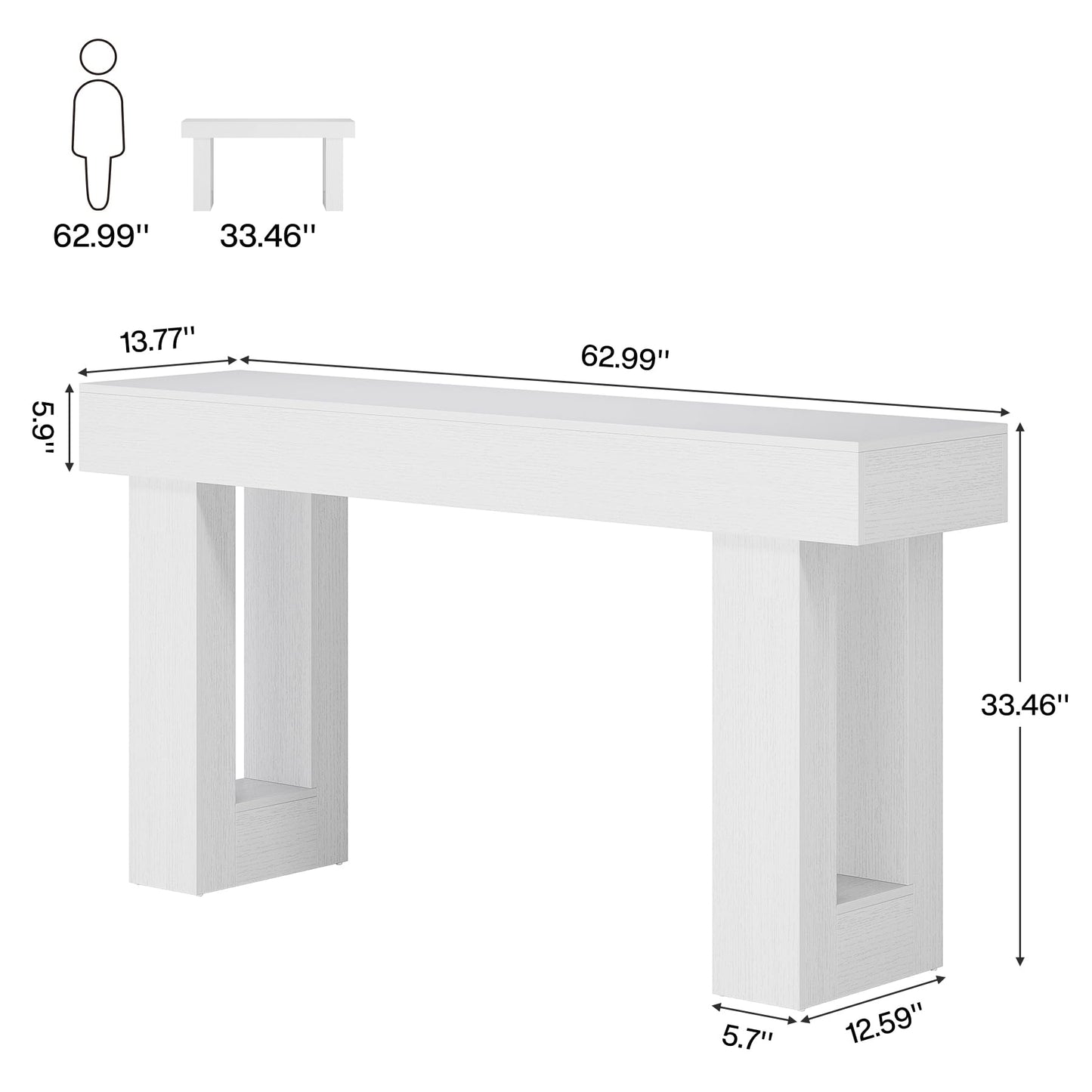 Tribesigns 63-Inch Long Console Table, Wooden Rectangular Sofa Table Behind The Couch, Farmhouse Entryway Table for Entrance, Hallway, Living Room (Natural)