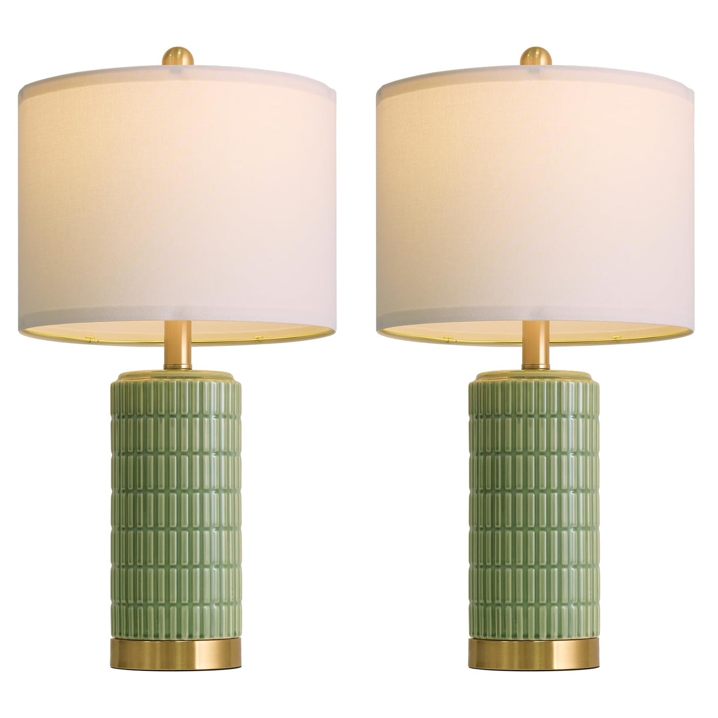 PoKat 20.75" Small Modern Ceramic Table Lamps Set of 2 for Bedroom, White Bedside Lamps for Night Stands, Farmhouse Desk Decor Gift Nightstand Table Lamps for Living Room End Table Beige
