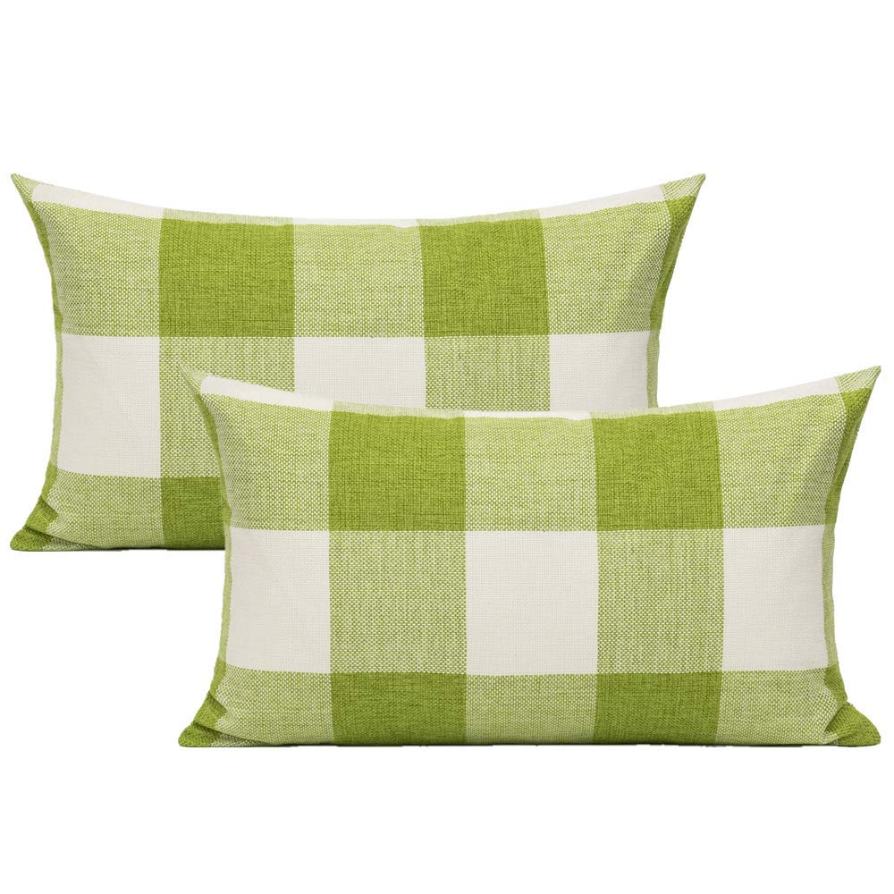 VAKADO Outdoor Farmhouse Buffalo Plaids Throw Pillow Covers 18x18 Set of 2 Black White Decorative Classroom Front Porch Classic Decor Retro Boho Cushion Cases Fall Home Rustic Check for Couch Patio
