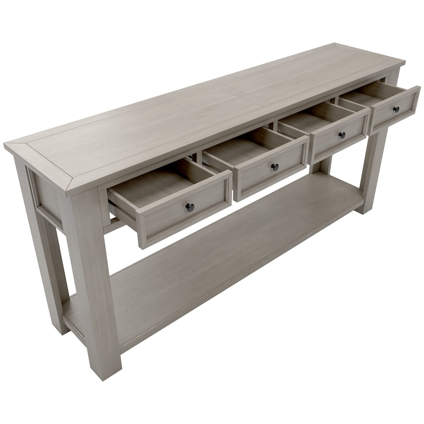 LKTART 63" Solid Wood Console Table Sofa Table with Storage Drawers and Bottom Shelf,Farmhouse Entryway Table for Hallway Foyer,Living Room,Easy Assembled (63" Espresso)