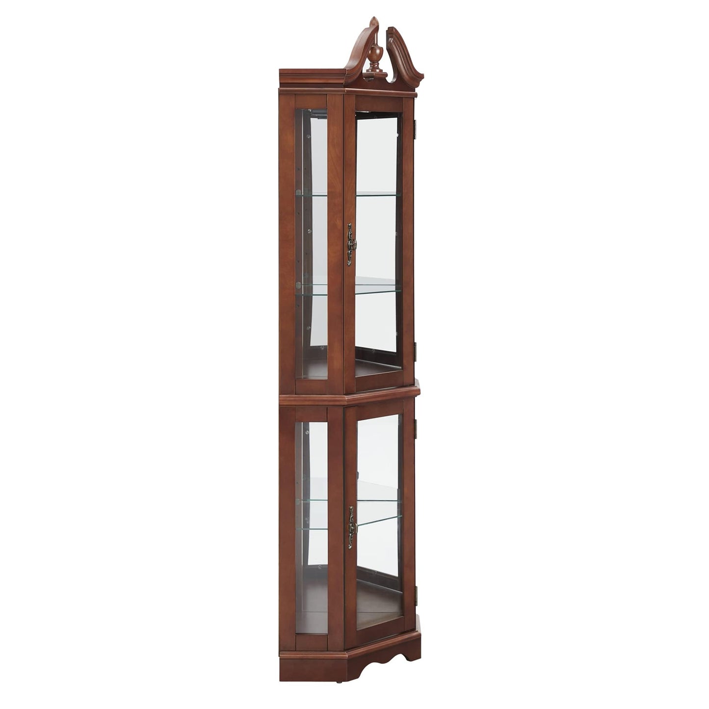 LKTART Corner Storage Cabinet,Glass Display Cabinet with Lights,Corner Curio Cabinet with Tempered Glass Doors and Shelves(70.5" T x15.4 D x 21.7" W Walnut)