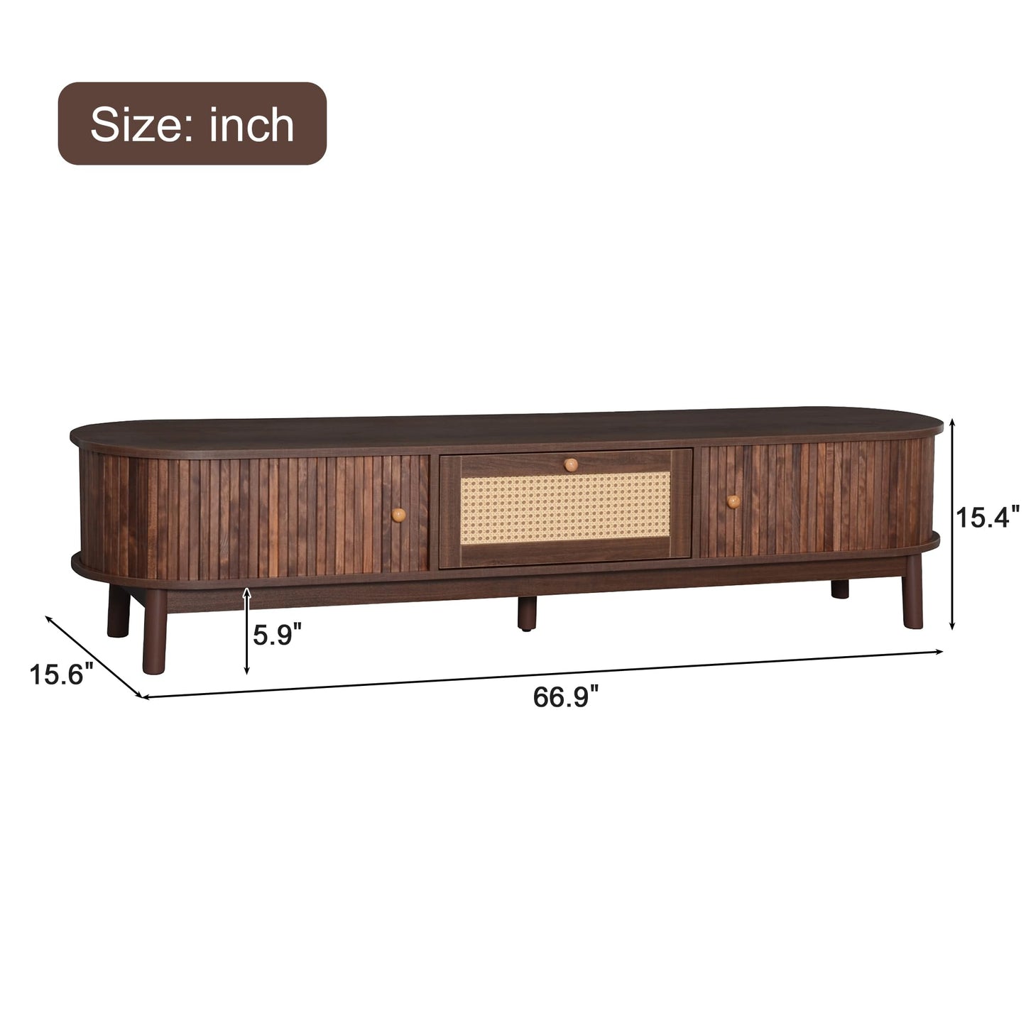 LKTART 67" Mid Century Modern TV Stand for 65/70/75/80" TVs,Entertainment Center with Sliding Doors and Drawers,Media Console for Living Room
