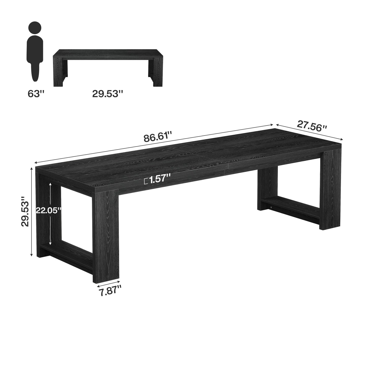 Tribesigns Two Person Desk, 86.6 Inches Extra Long Desk, Double Computer Writing Table, Wood Large Desks Workstation for Home Office, Natural Wood