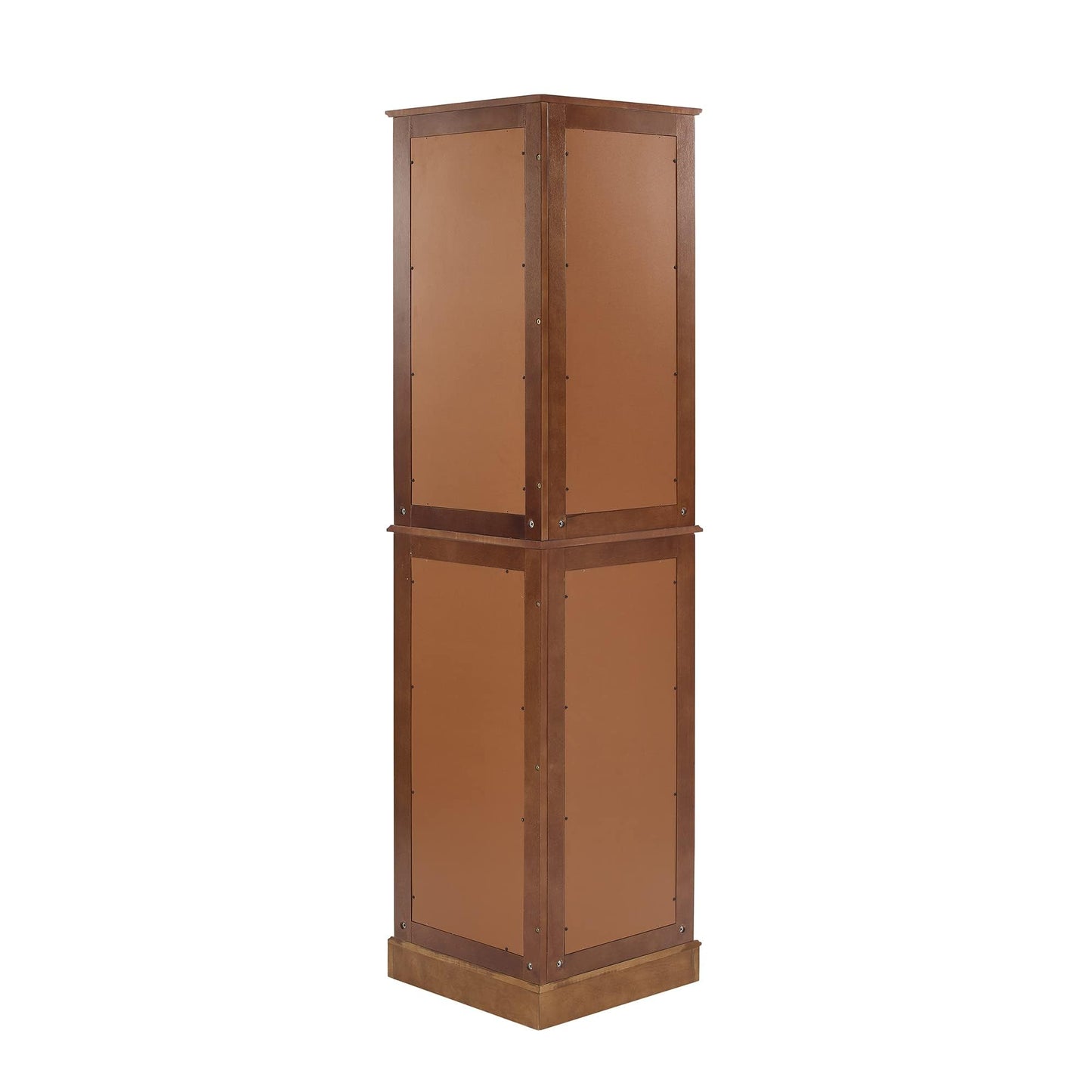 LKTART Corner Storage Cabinet,Glass Display Cabinet with Lights,Corner Curio Cabinet with Tempered Glass Doors and Shelves(70.5" T x15.4 D x 21.7" W Walnut)