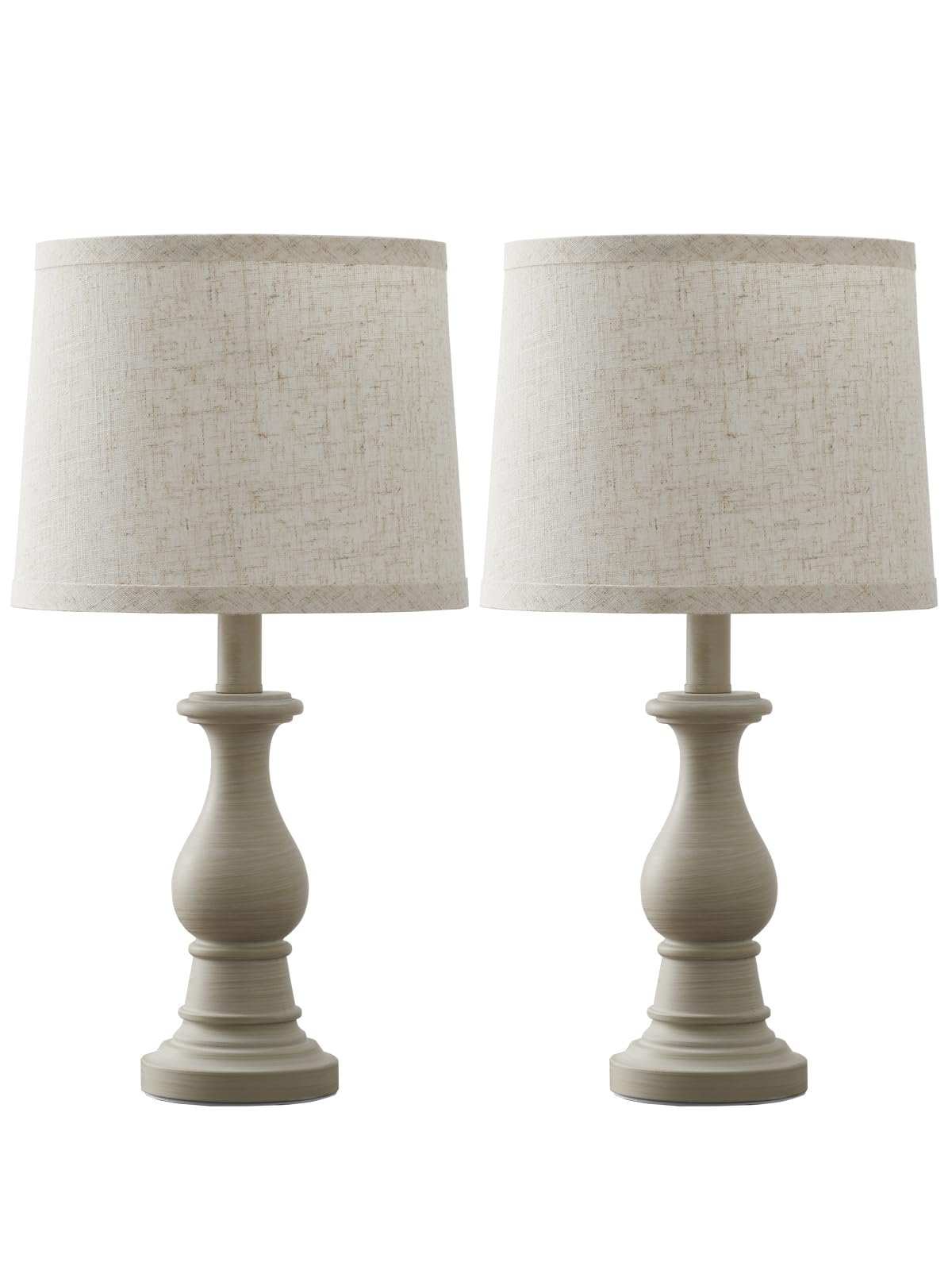 Vintage Table Lamp for Living Room Bedroom, 18.5" Farmhouse Bedside Lamps Nightstand Lamp Set of 2, Table Lamps with Oatmeal Linen Lamp Shades, 2 LED Bulbs Included