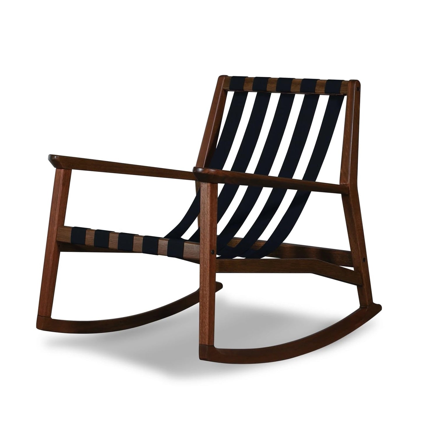 Grain Wood Furniture Solid Wood Mid Century Rocking Chair with Off-White Performance Boucle Cushions