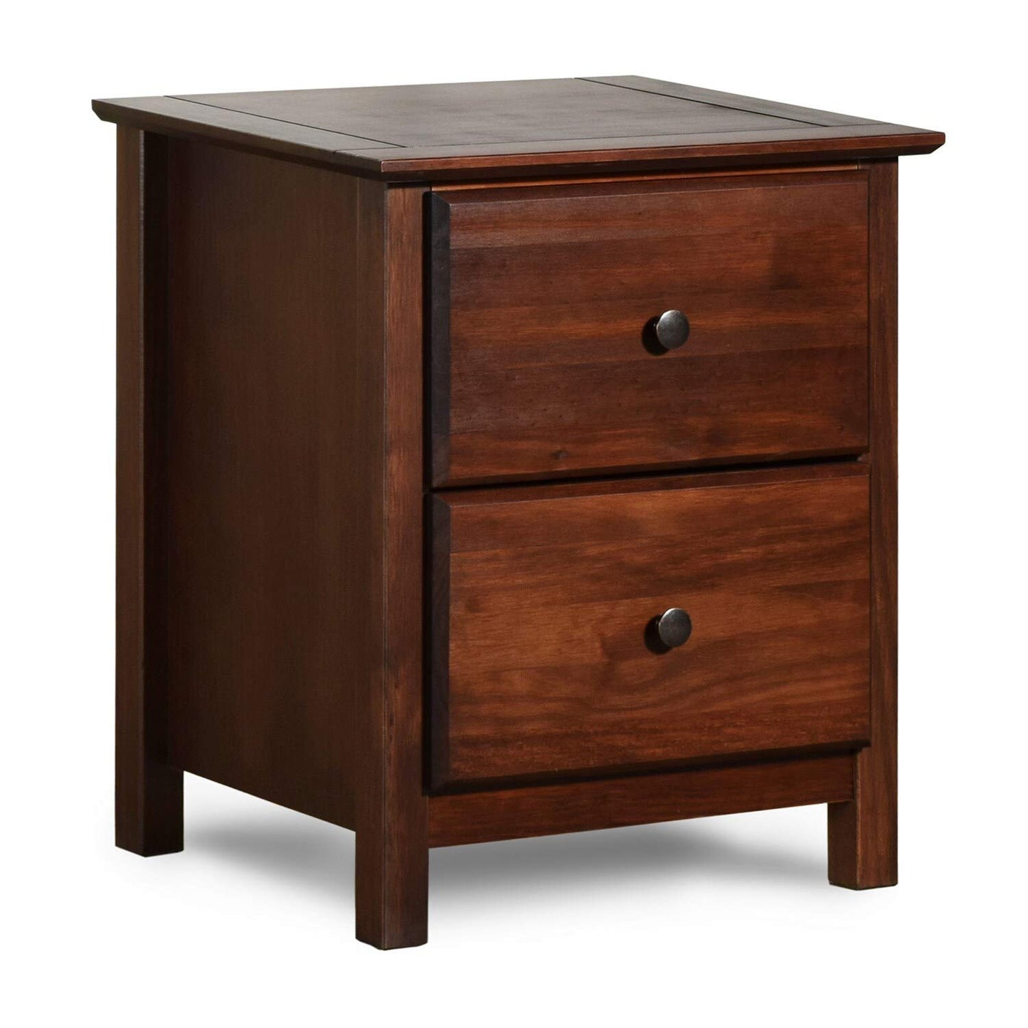 Grain Wood Furniture Shaker 2-Drawer Bedside Nightstand, Solid Wood with Walnut Finish