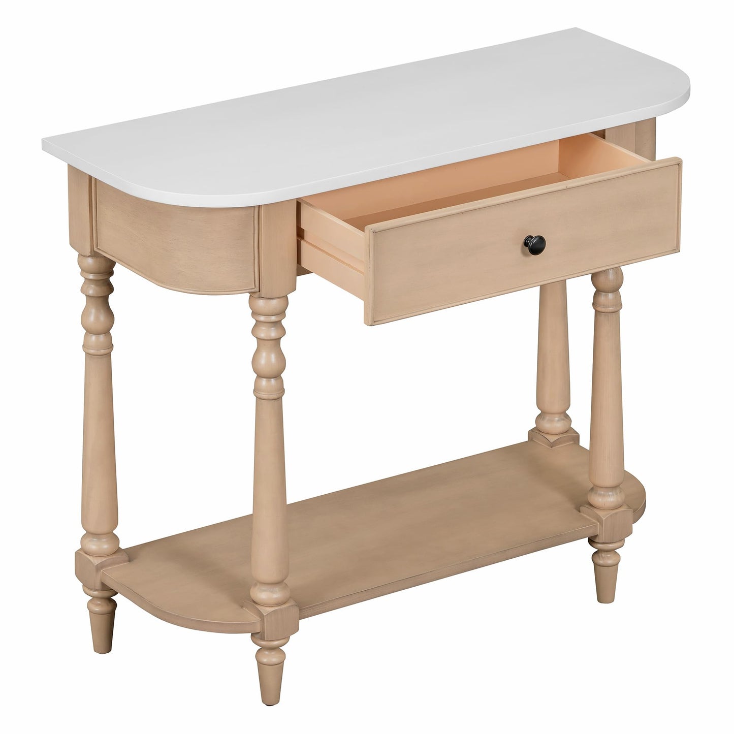 LKTART Small Solid Wood Sofa Table,Console Table with Drawers and Bottom Shelf, Entryway Hallway Foyer Entry Table for Living Room(23.7" Natural)