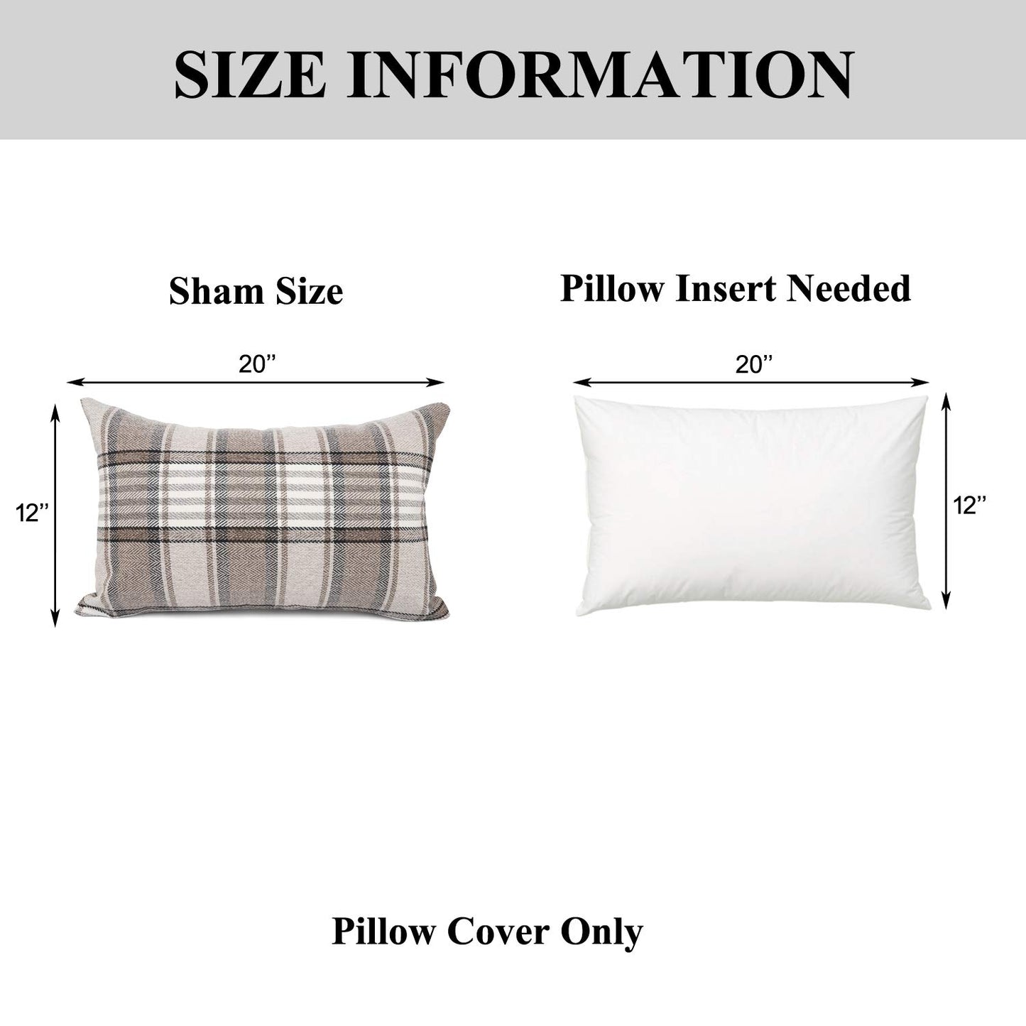 YOUR SMILE Retro Farmhouse Outdoor Buffalo Tartan Chequer Plaid Cotton Linen Decorative Throw Pillow Case Cushion Cover Pillowcase for Sofa 18 x 18 Inch, Set of 2, Khaki/Stripe