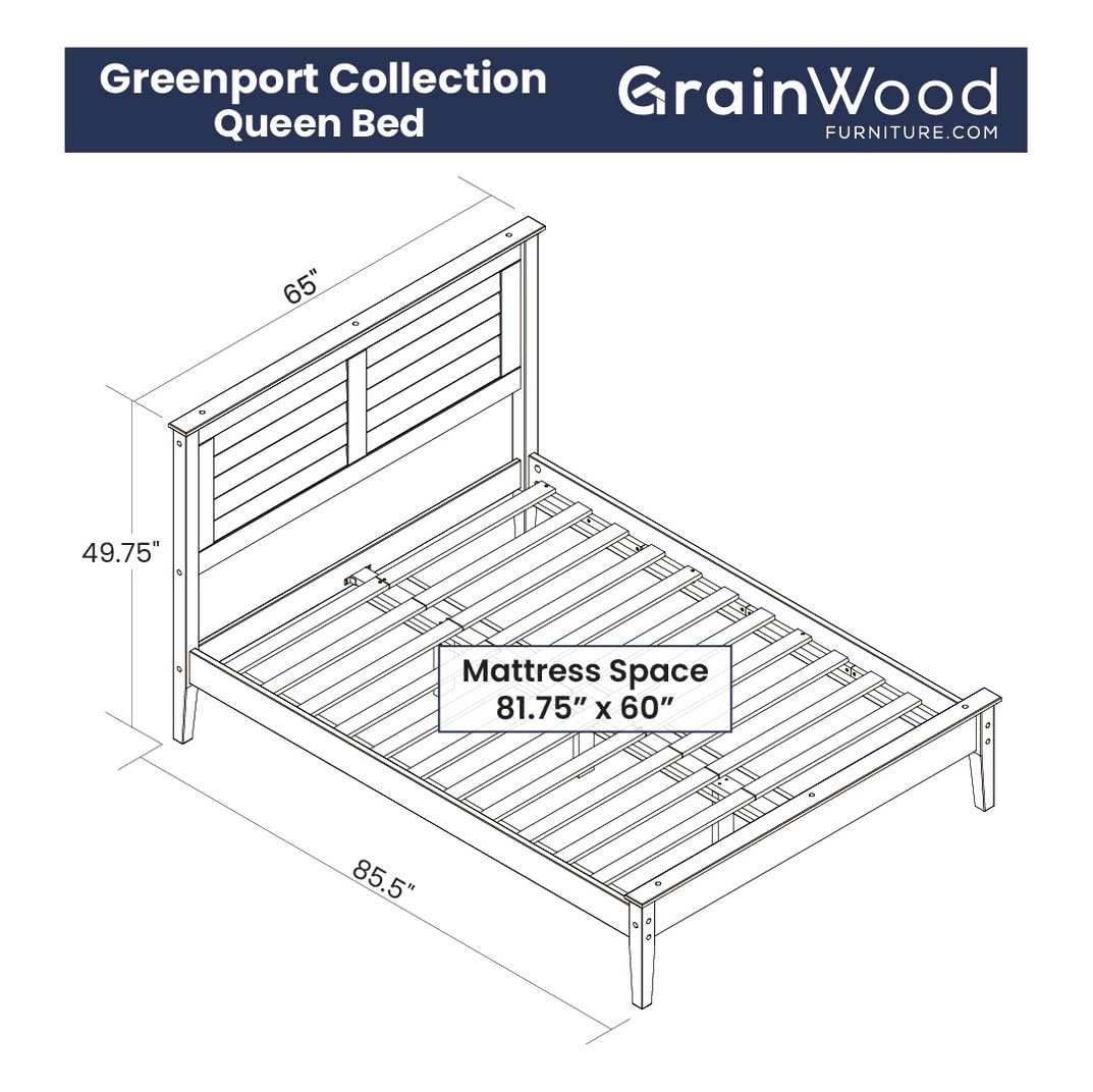 Grain Wood Furniture Greenport Solid Wood Platform Bed, Full Size, Brushed Walnut