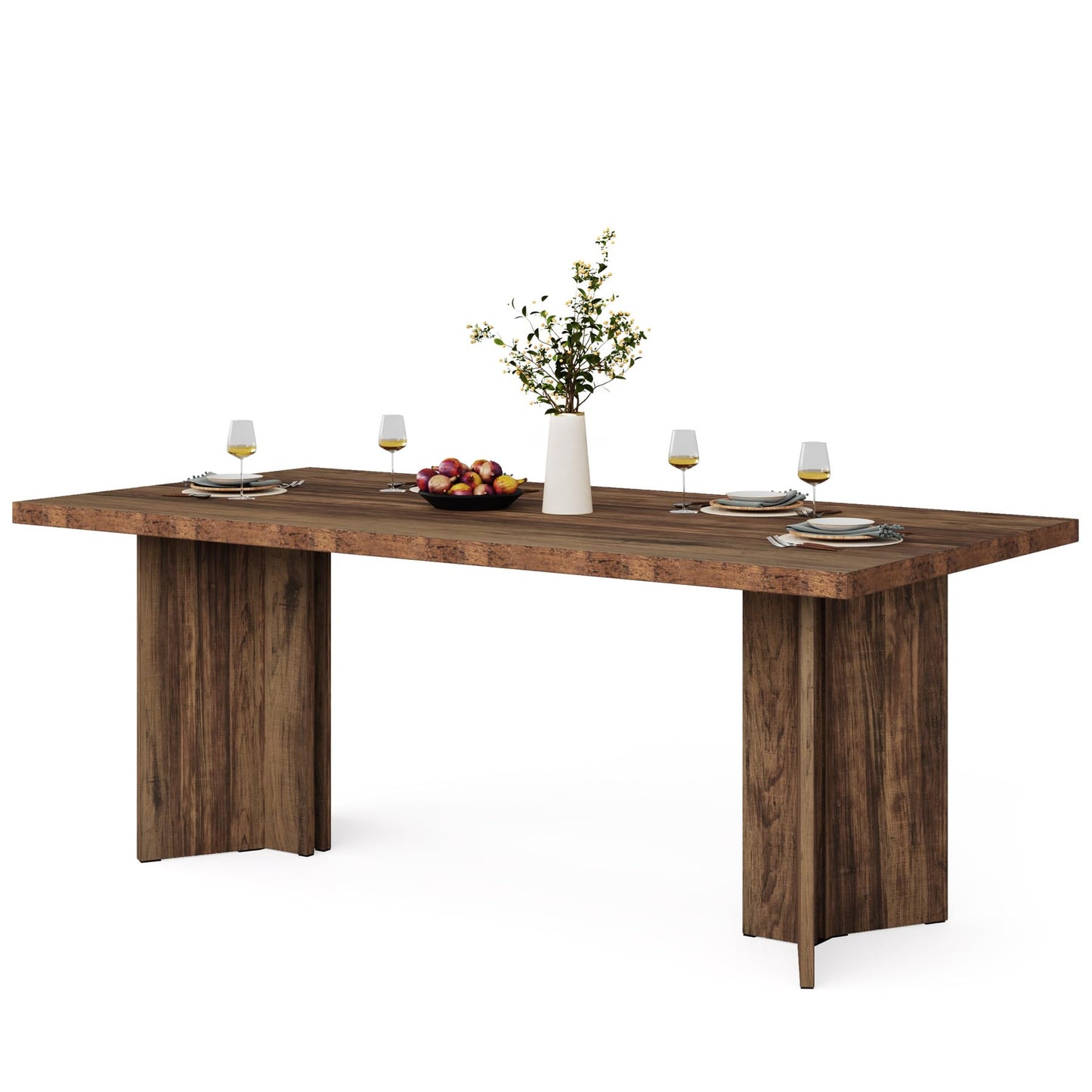 Tribesigns 63-inch Dining Table for 4-6, Farmhouse Kitchen Table with Large Tabletop, Rectangular Dinner Eating Table for Dining Room, Living Room, Kitchen