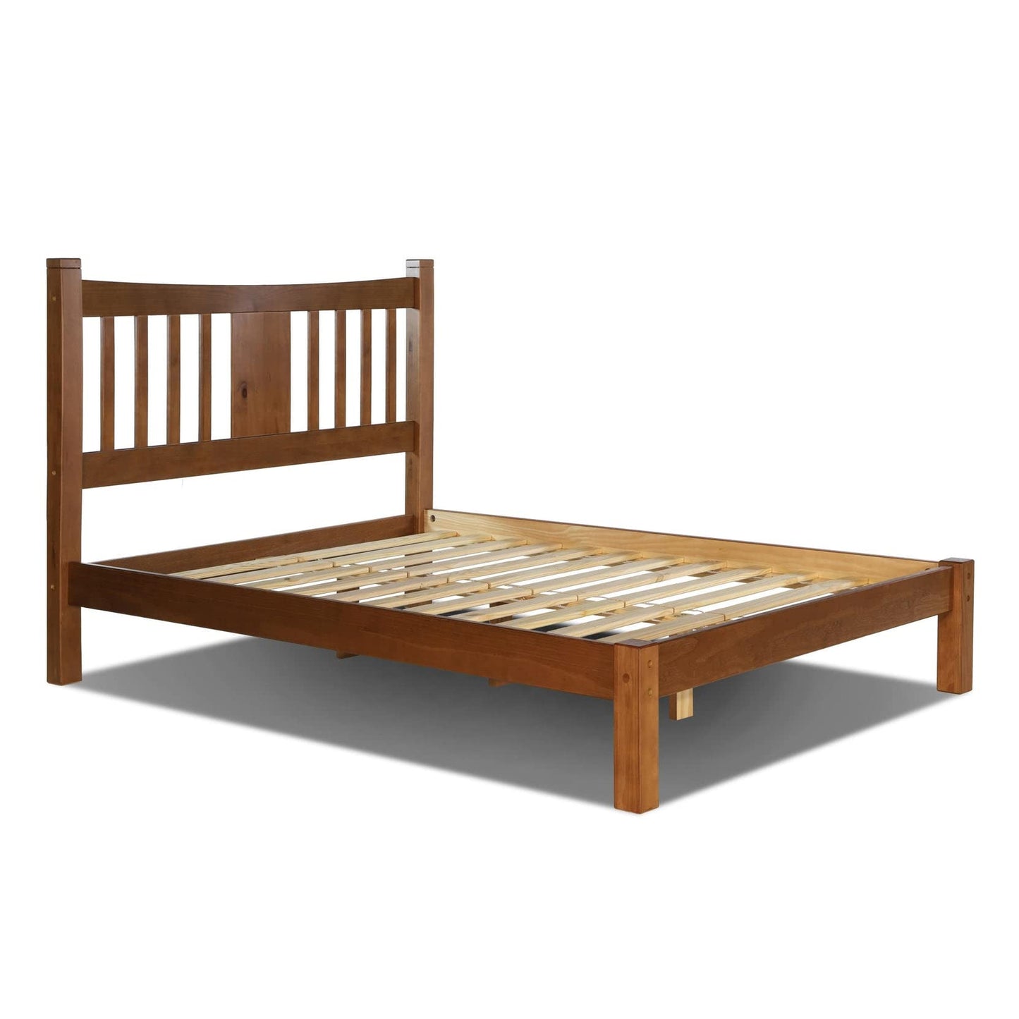 Grain Wood Furniture Shaker Solid Wood Slat Platform Bed, Queen Size, Walnut Finish