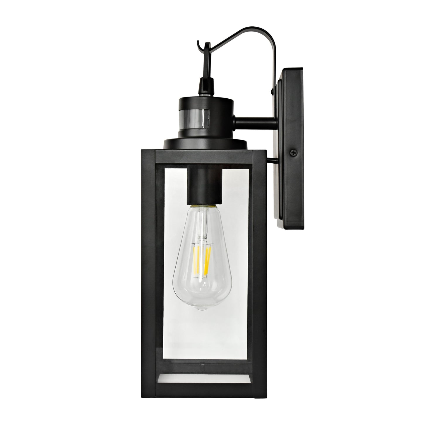 18 Inch Dusk to Dawn Outdoor Wall Light Fixtures, Large Exterior Waterproof Light Fixtures, Black Modern Porch Lights with E26 Sockets & Glass Shades, Wall Sconces for Patio, Garage, Front Door