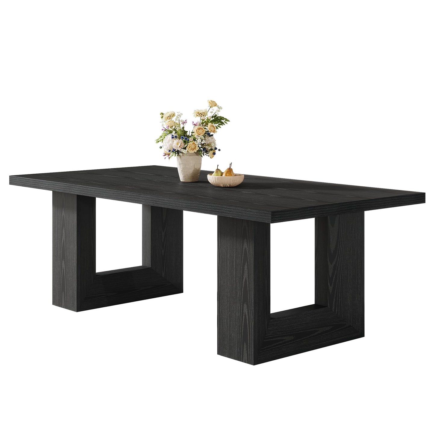 Tribesigns Farmhouse Dining Table, 63-Inch Rectangular Kitchen Table with Strong Geometric Frame for Kitchen & Dining & Living Room, Brown
