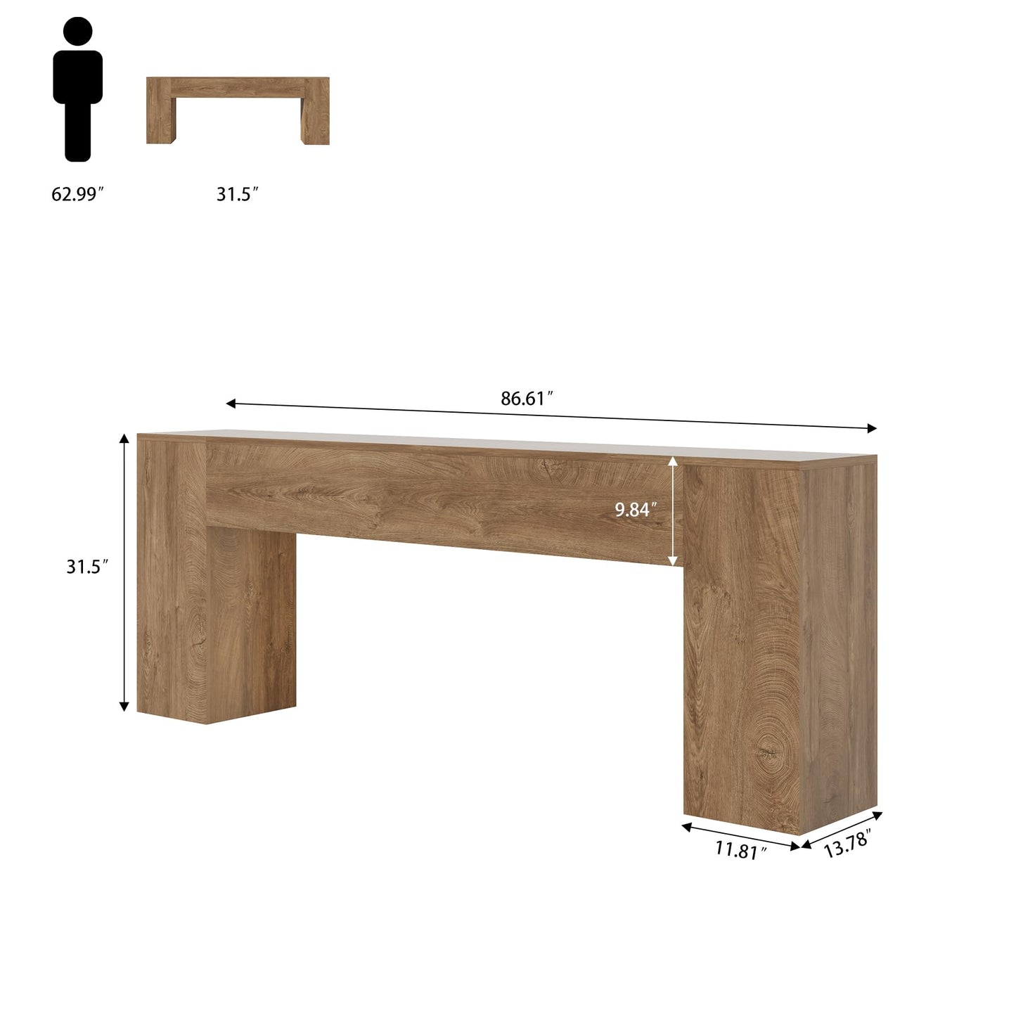 Epecoya Extra Long Console Tables for Entryway 86-Inch, Farmhouse Couch Table Behind Sofa Wooden, Modern Entryway Table for Entrance, Hallway, Living Room, Apartment, Natural Oak Brown