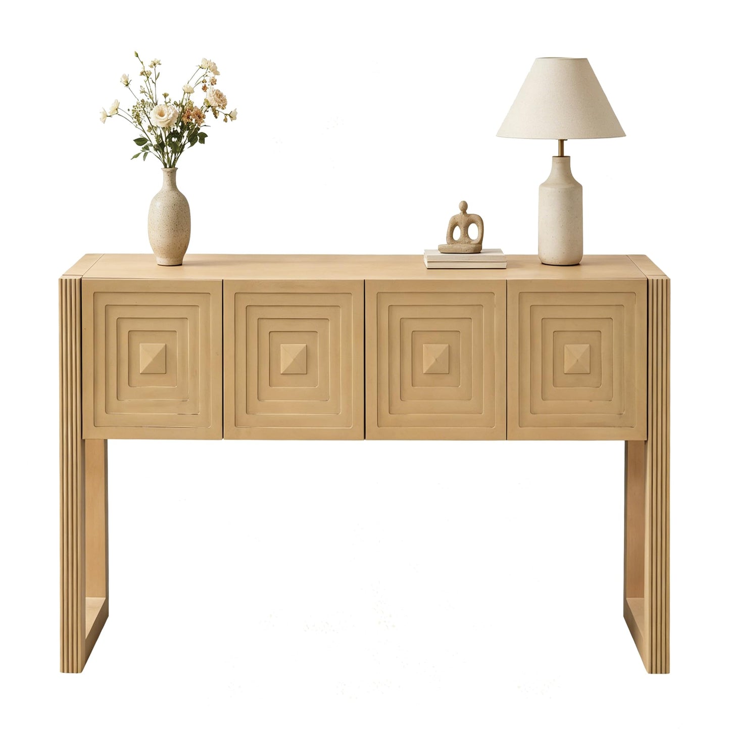 LKTART Solid Wood Farmhouse Console Table,Sofa Table with Storage Drawers and Shelves,Entryway Table for Entry Hallway Foyer Sofa Side Table,EasyAssembled (48" Navy Blue)