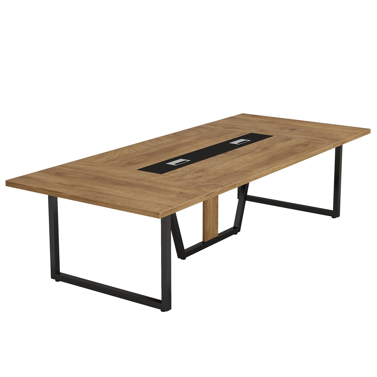 Tribesigns 8FT Conference Table, 94.49 L x 47.24 W x 29.53 H Inches Large Meeting Podcast Table for 10 People, Business Style Wooden Training Table with Strong Metal Frame for Office Conference