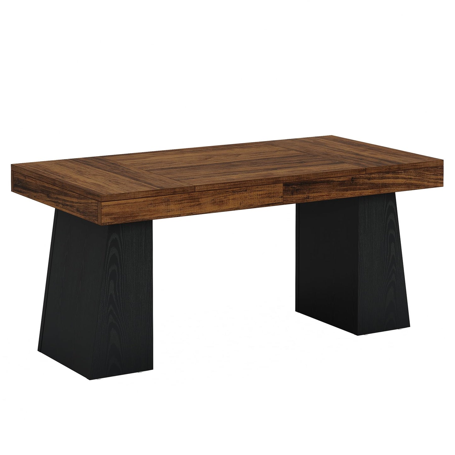 Tribesigns 55 Inches Executive Desk, Mid-Century Modern Home Office Desk, Wood MDF Computer Table Business Workstation Small Conference Table, Light Brown