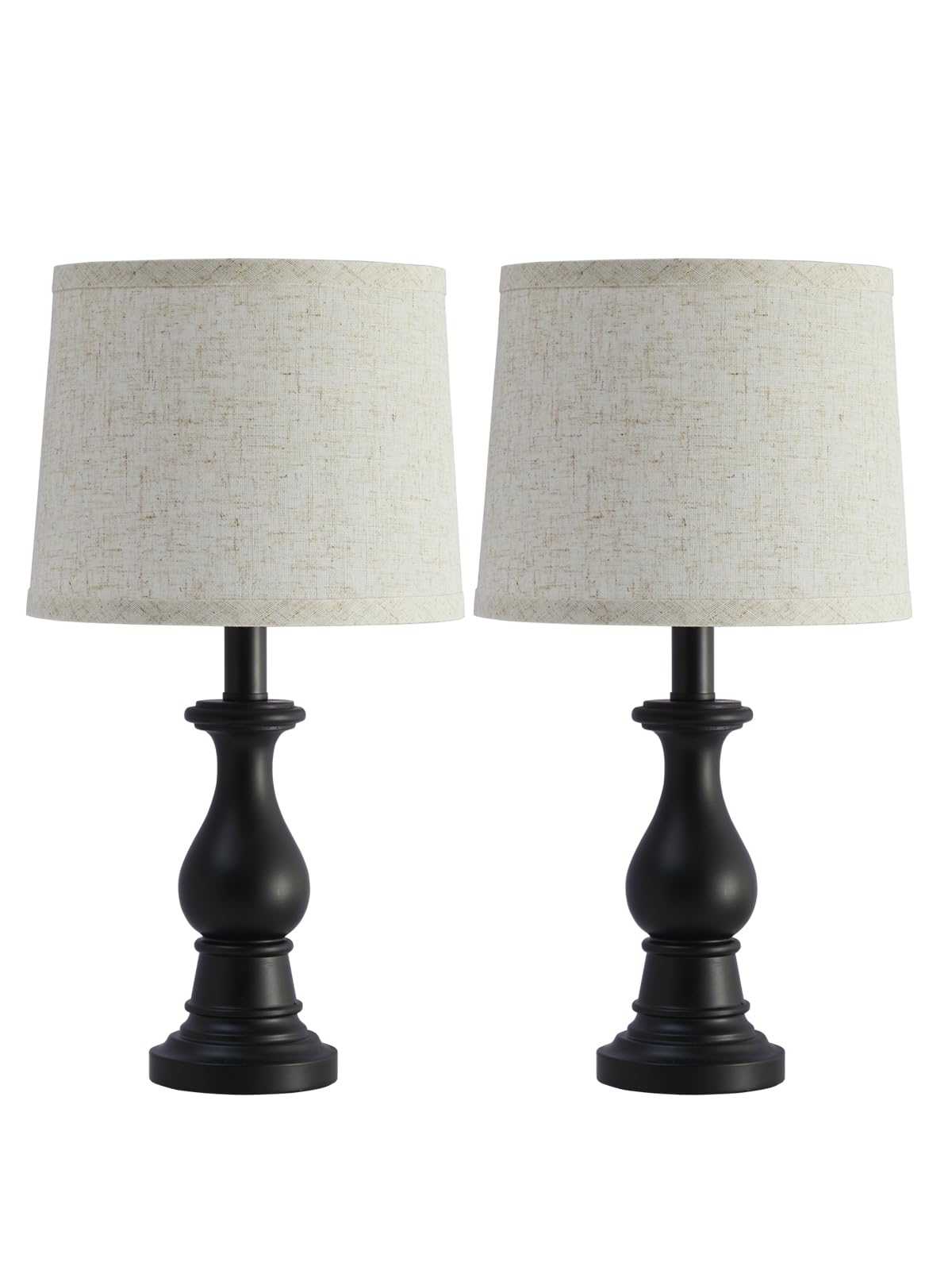 Vintage Table Lamp for Living Room Bedroom, 18.5" Farmhouse Bedside Lamps Nightstand Lamp Set of 2, Table Lamps with Oatmeal Linen Lamp Shades, 2 LED Bulbs Included