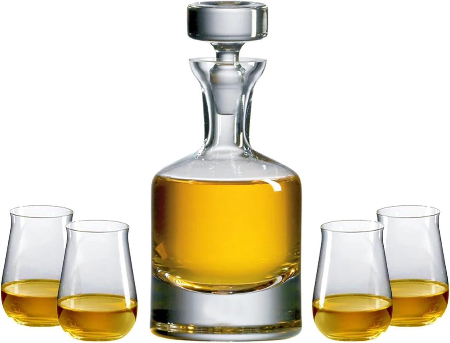 Whiskey Decanter Set, Made in Europe, 100% Lead-Free Crystal, Gift-Boxed, 1 Decanter & 4 Double Old Fashioned Glasses (Scotch Decanter Set)