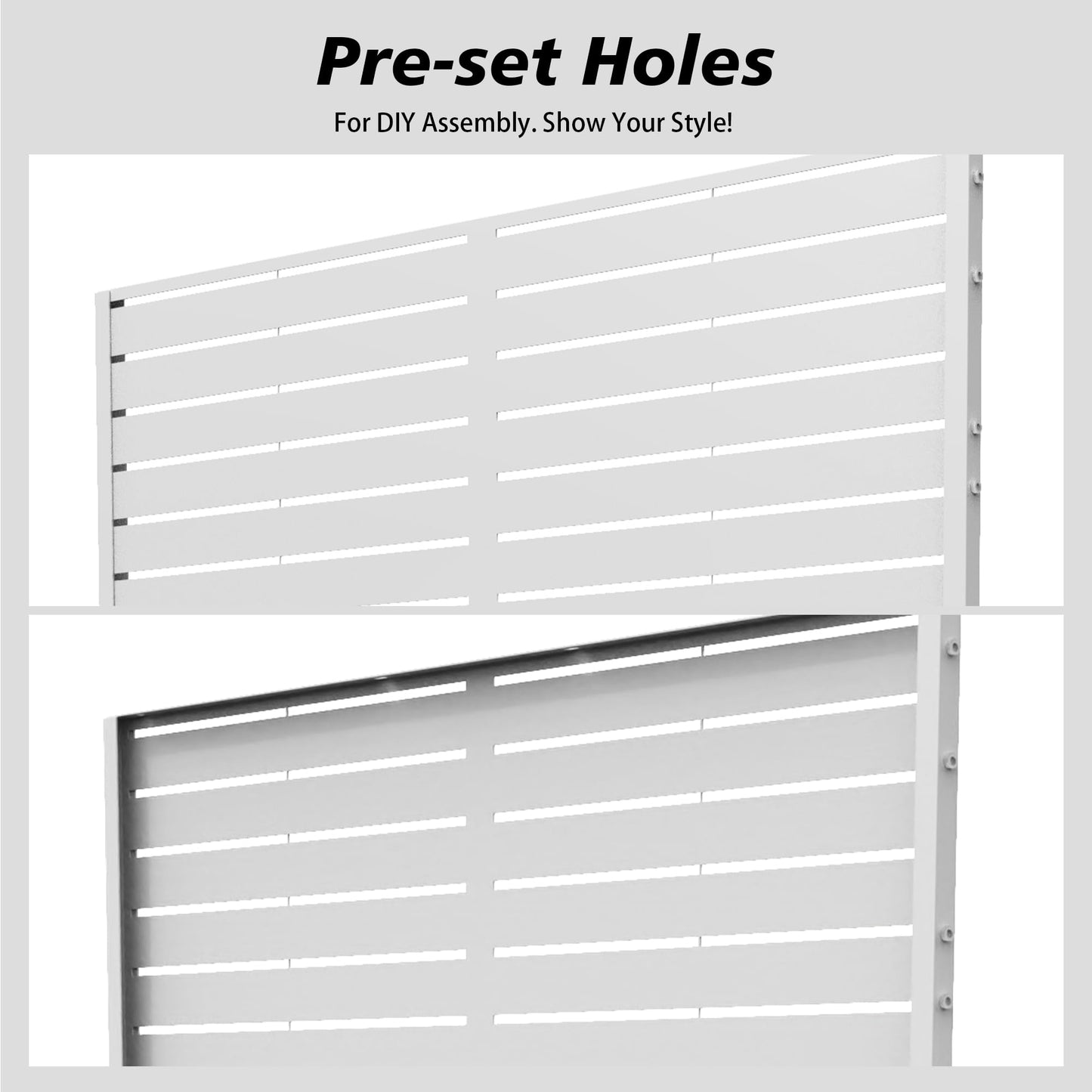 Outdoor Metal Privacy Screen with Stand, 72" H x 47" W Freestanding Outdoor Patio Divider, Decorative Patio Privacy Fence Panel for Garden Backyard Balcony Porch (Brown-Crossbanding)