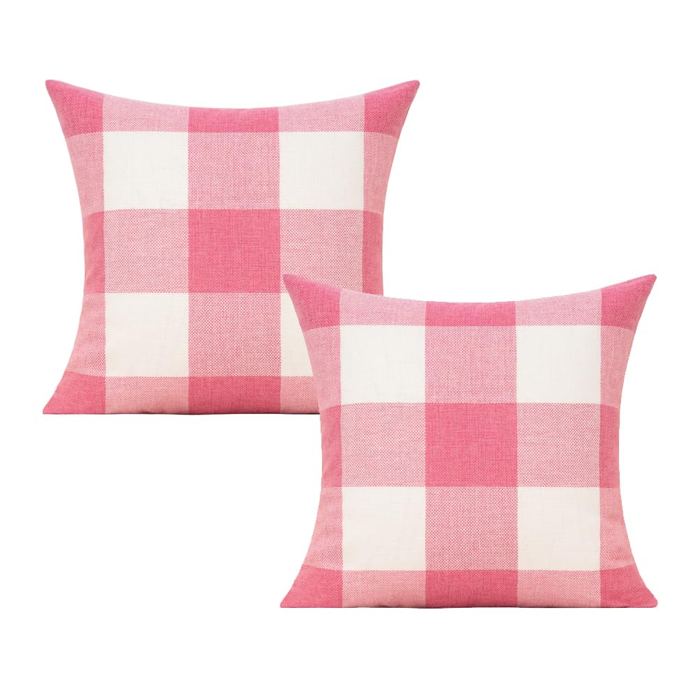 VAKADO Outdoor Farmhouse Buffalo Plaids Throw Pillow Covers 18x18 Set of 2 Black White Decorative Classroom Front Porch Classic Decor Retro Boho Cushion Cases Fall Home Rustic Check for Couch Patio