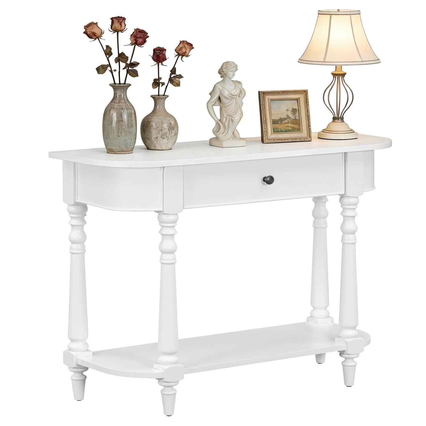 LKTART Small Solid Wood Sofa Table,Console Table with Drawers and Bottom Shelf, Entryway Hallway Foyer Entry Table for Living Room(23.7" Natural)