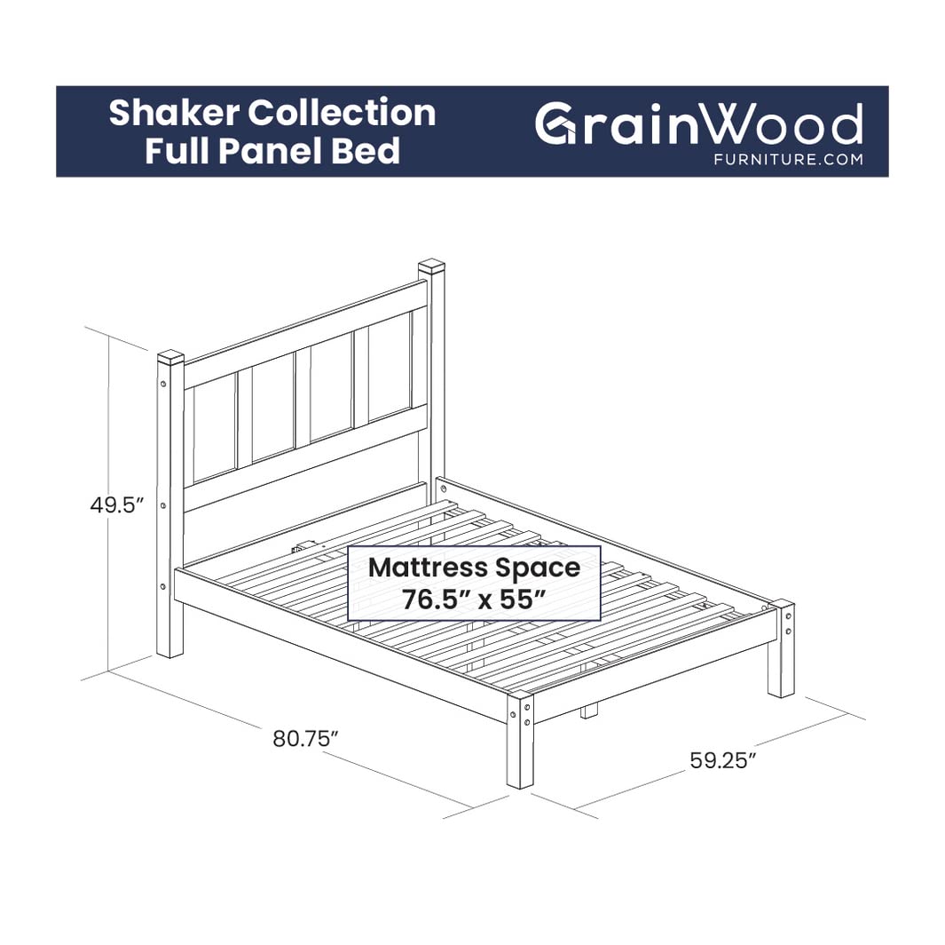 Grain Wood Furniture Shaker Solid Wood Panel Platform Bed, Queen Size, Expresso