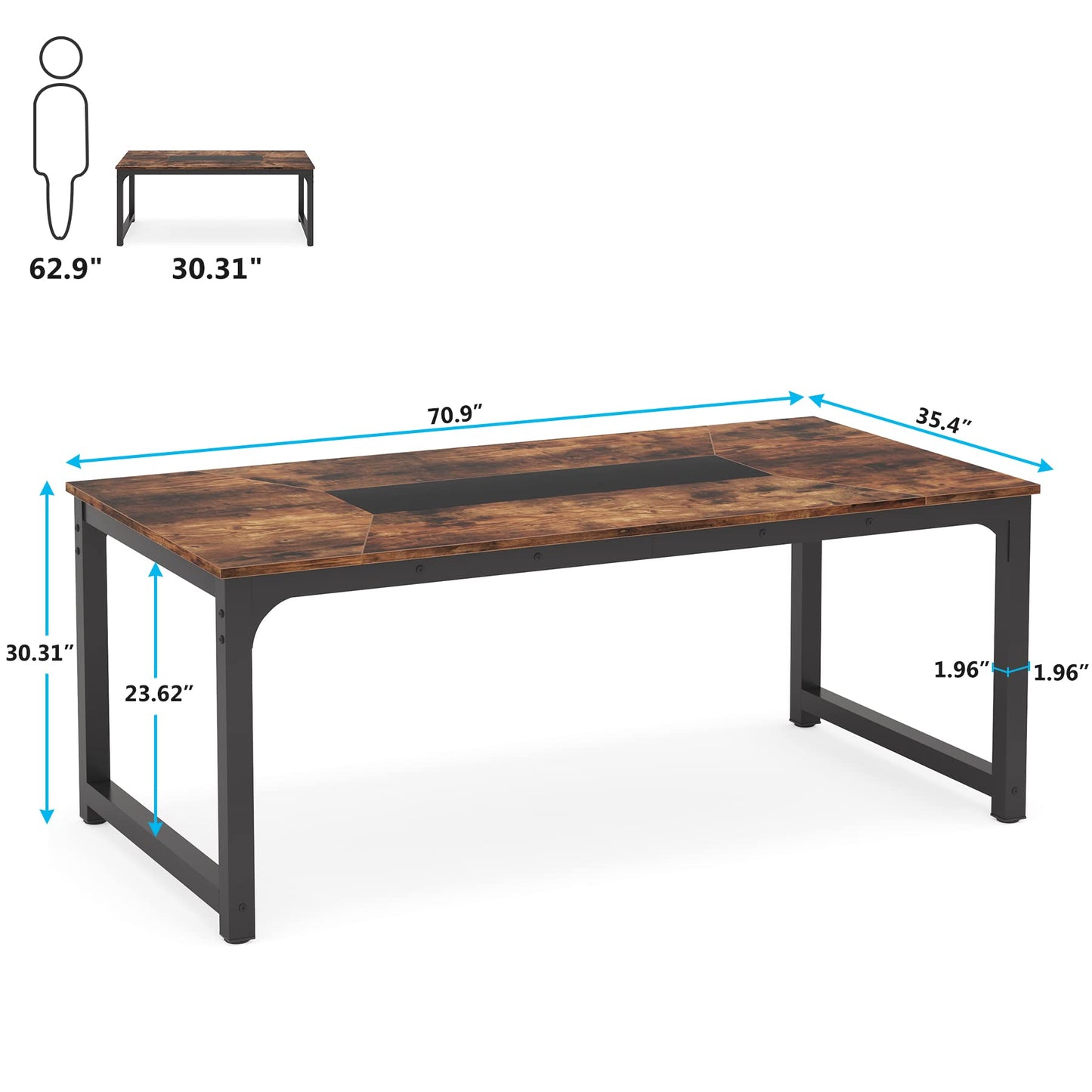 Tribesigns Modern Simple Computer Desk, 47 inch Vintage Office Desk Computer Table, Study Writing Study Desk Workstation for Home Office, Rustic Brown