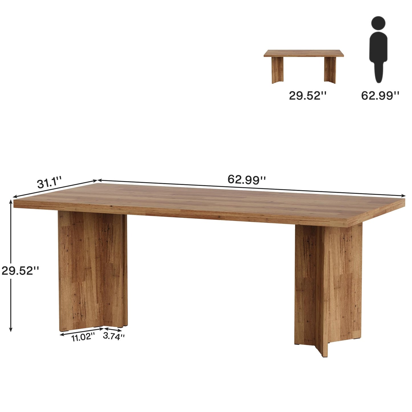 Tribesigns 63-inch Executive Desk, Vintage Home Office Computer Desk with Large Tabletop, Farmhouse Wood Writing Conference Table Workstation for Office, Study, Walnut Brown