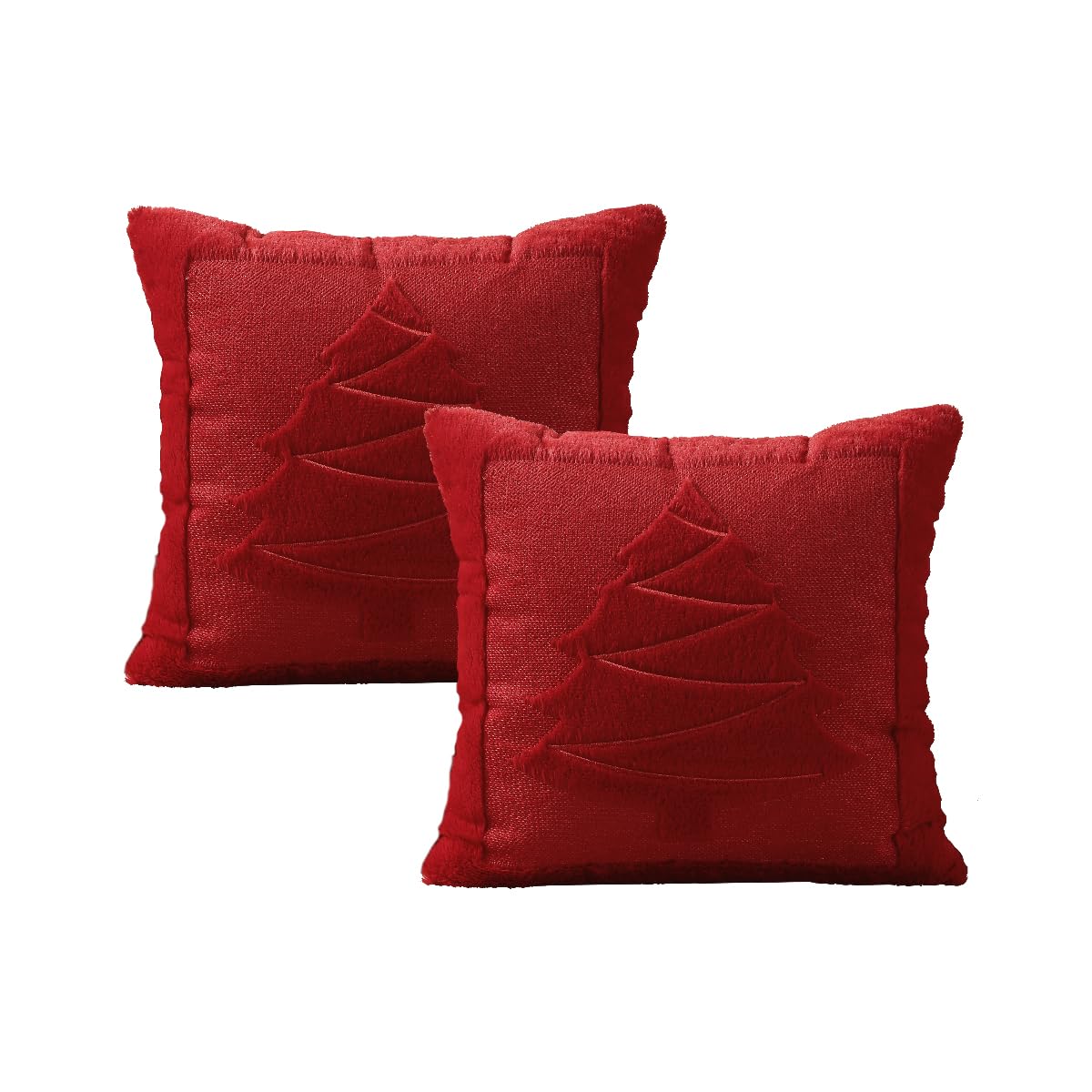 VAKADO Christmas Green Throw Pillow Covers 18x18 Set of 2 ，Winter Xmas Holiday Decoration Outdoor Tree Decorative Home Decor for Couch Festival Bed Sofa Bedroom Living Room Office