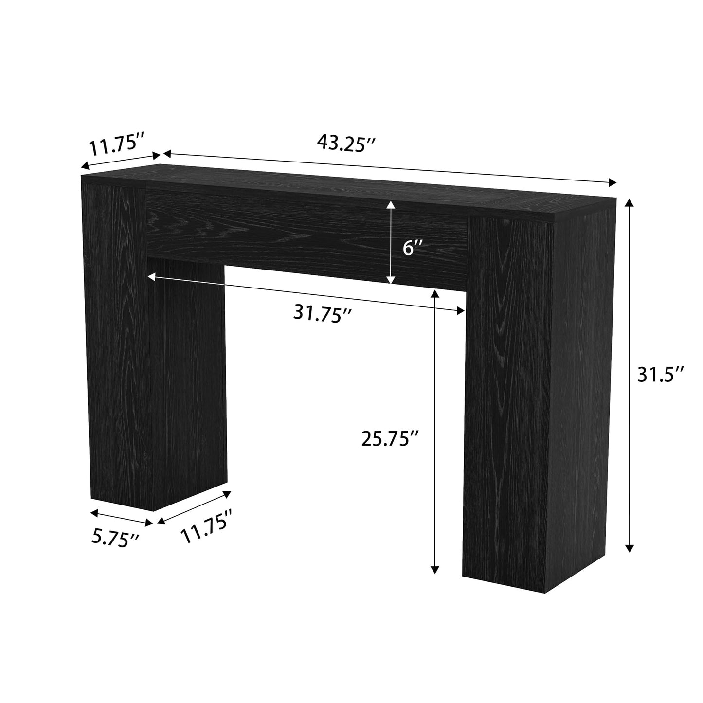 Wood Console Table for Entryway Living Room, 43-Inch Modern Sofa Table, Farmhouse Small Rectangular Accent Console with Wooden Double Base for Behind Couch Hallway Foyer Entrance, Light Oak Brown