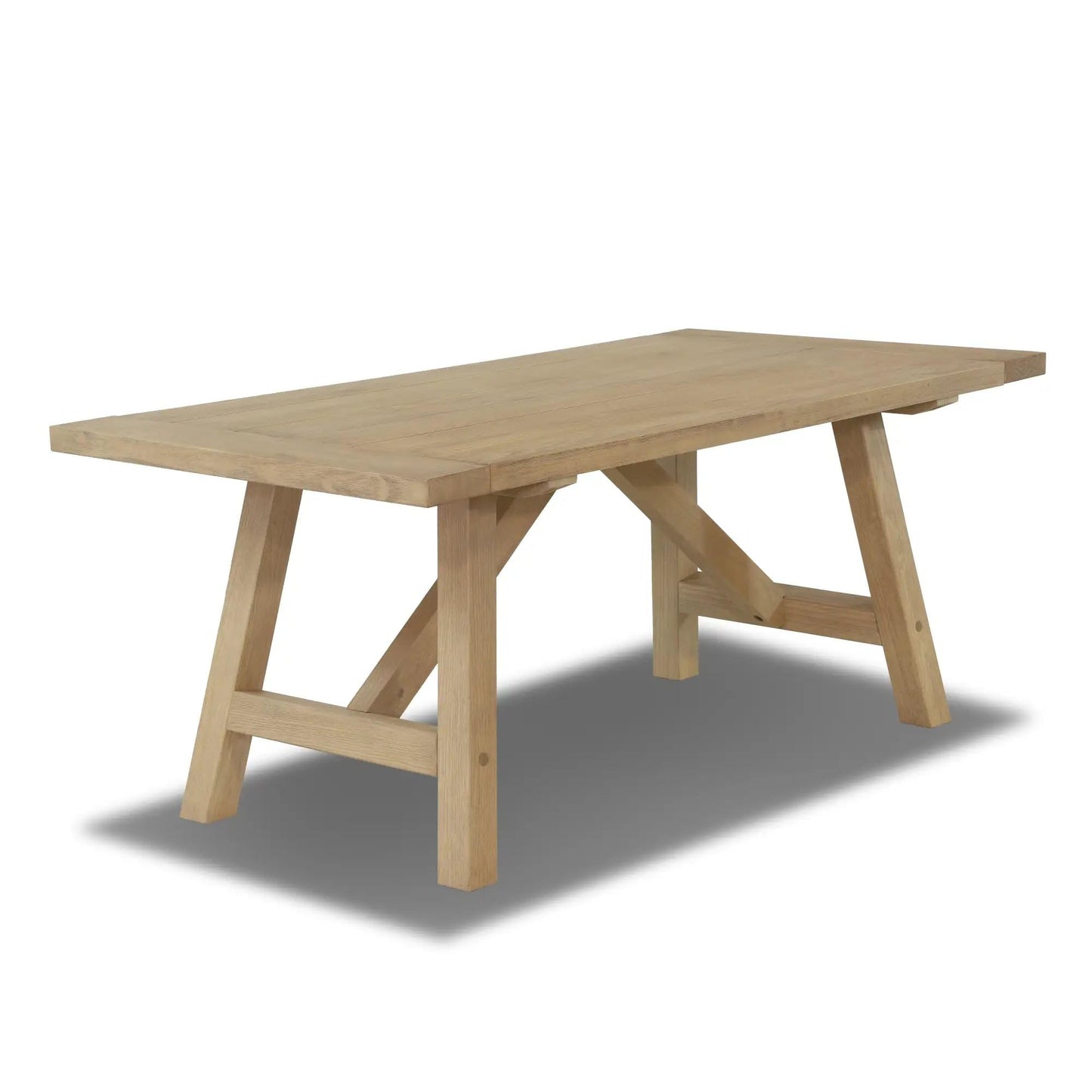 Grain Wood Furniture Solid Wood Cascais 72" Rectangular Table with Farmhouse Base in Blonde Oak Top and Base