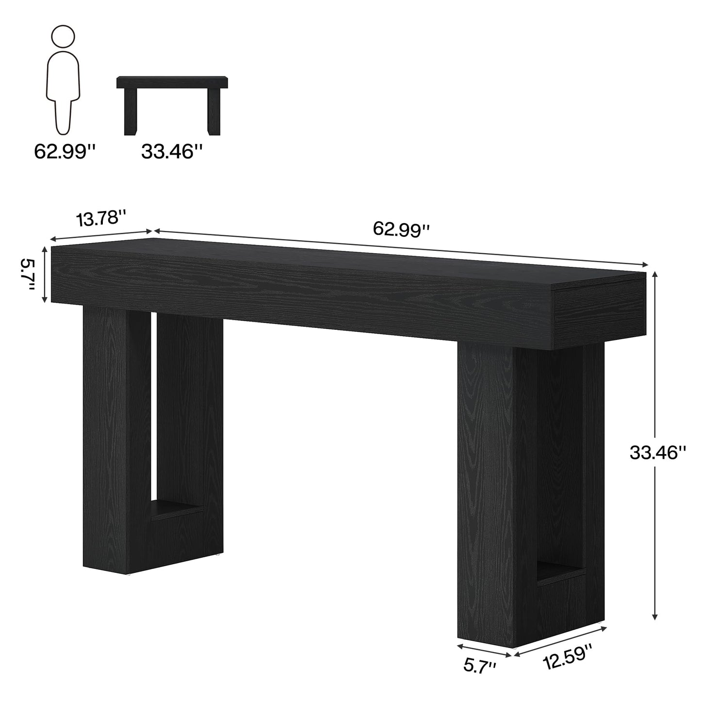 Tribesigns Farmhouse Console Table, 63-Inch Long Narrow Sofa Table Behind The Couch, Wooden Rectangular Entryway Table for Entrance, Hallway, Living Room (Natural)