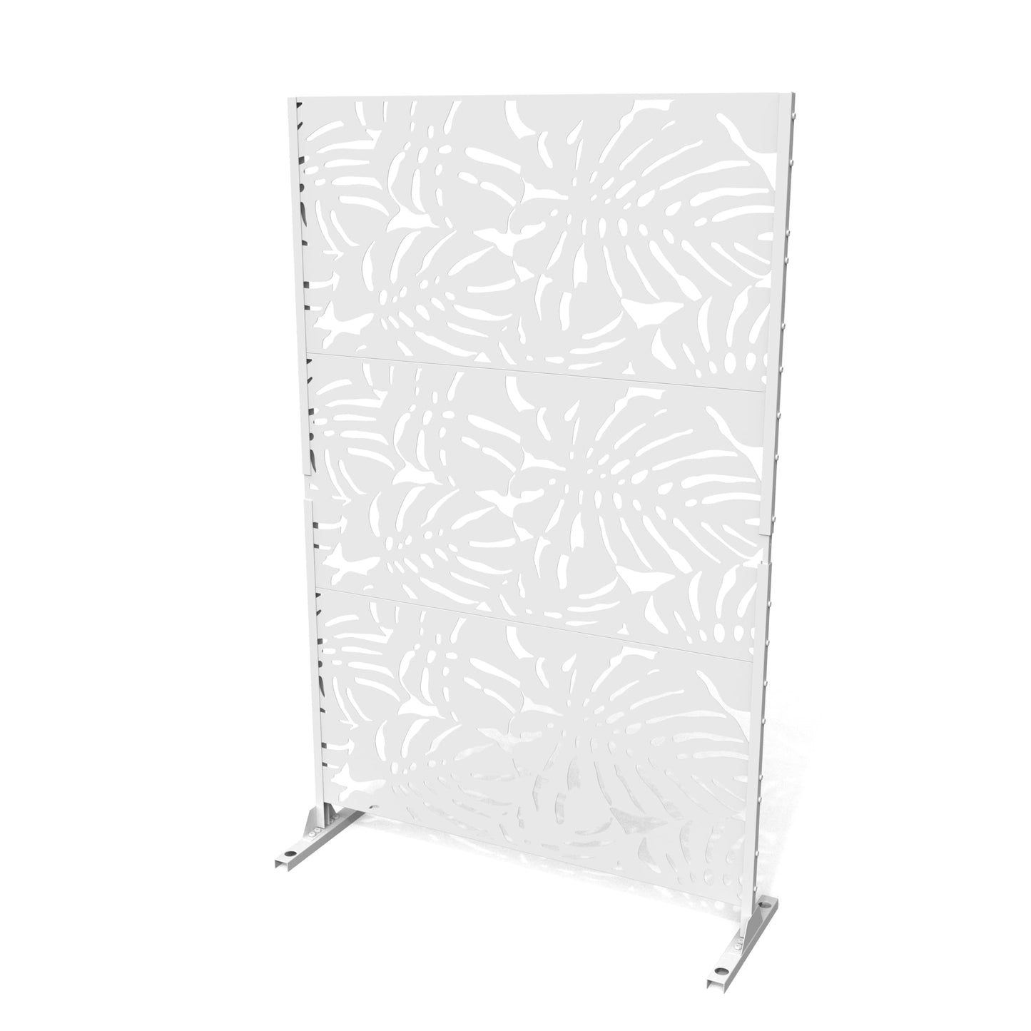 Metal Privacy Screen with Stand, 74" H×47" W Outdoor Privacy Screen for Deck Patio Lawn Garden (Black-Summer)