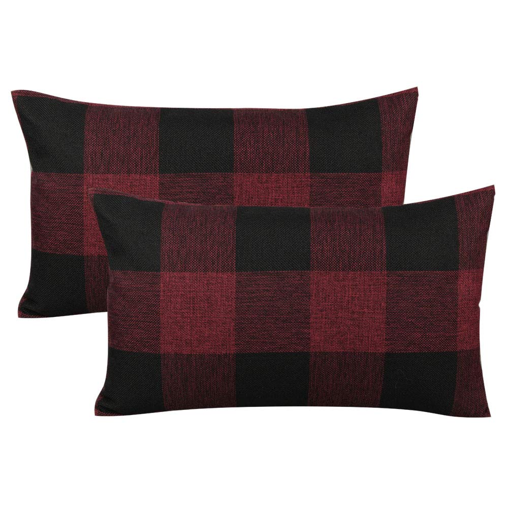 VAKADO Outdoor Farmhouse Buffalo Plaids Throw Pillow Covers 18x18 Set of 2 Black White Decorative Classroom Front Porch Classic Decor Retro Boho Cushion Cases Fall Home Rustic Check for Couch Patio
