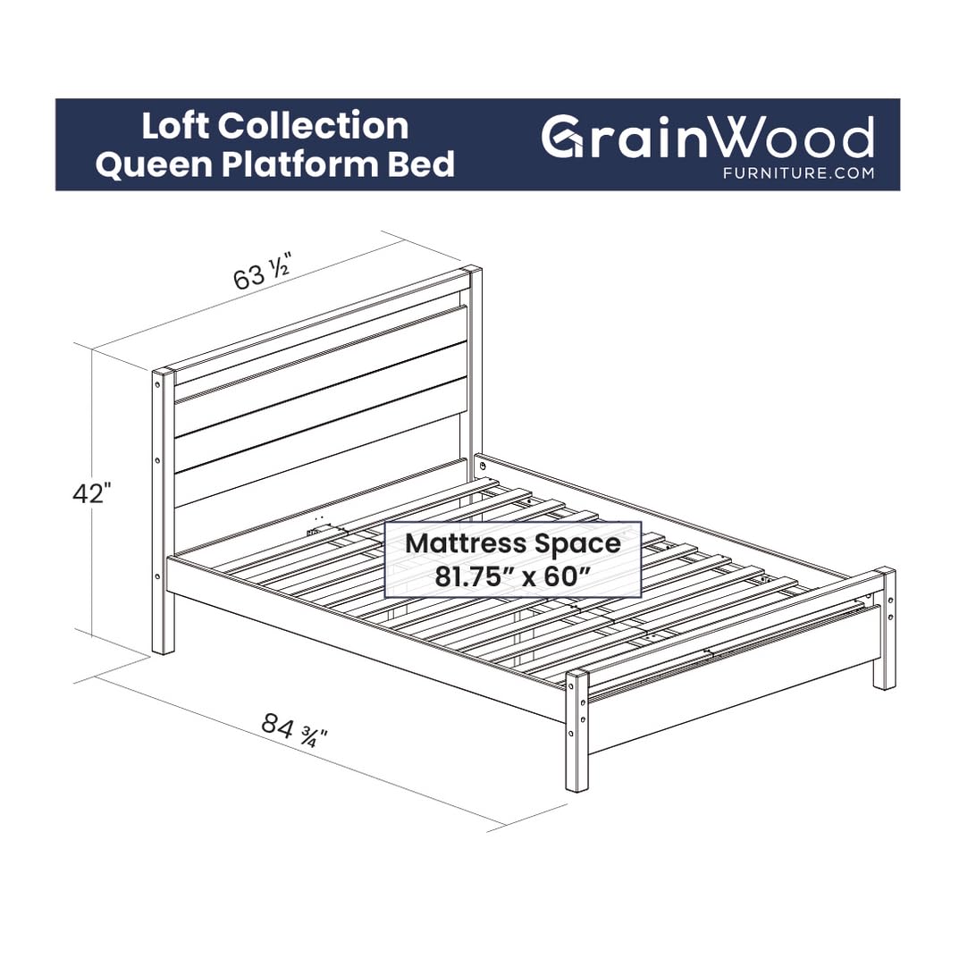Grain Wood Furniture Loft Full Size Solid Wood Bed, Acacia