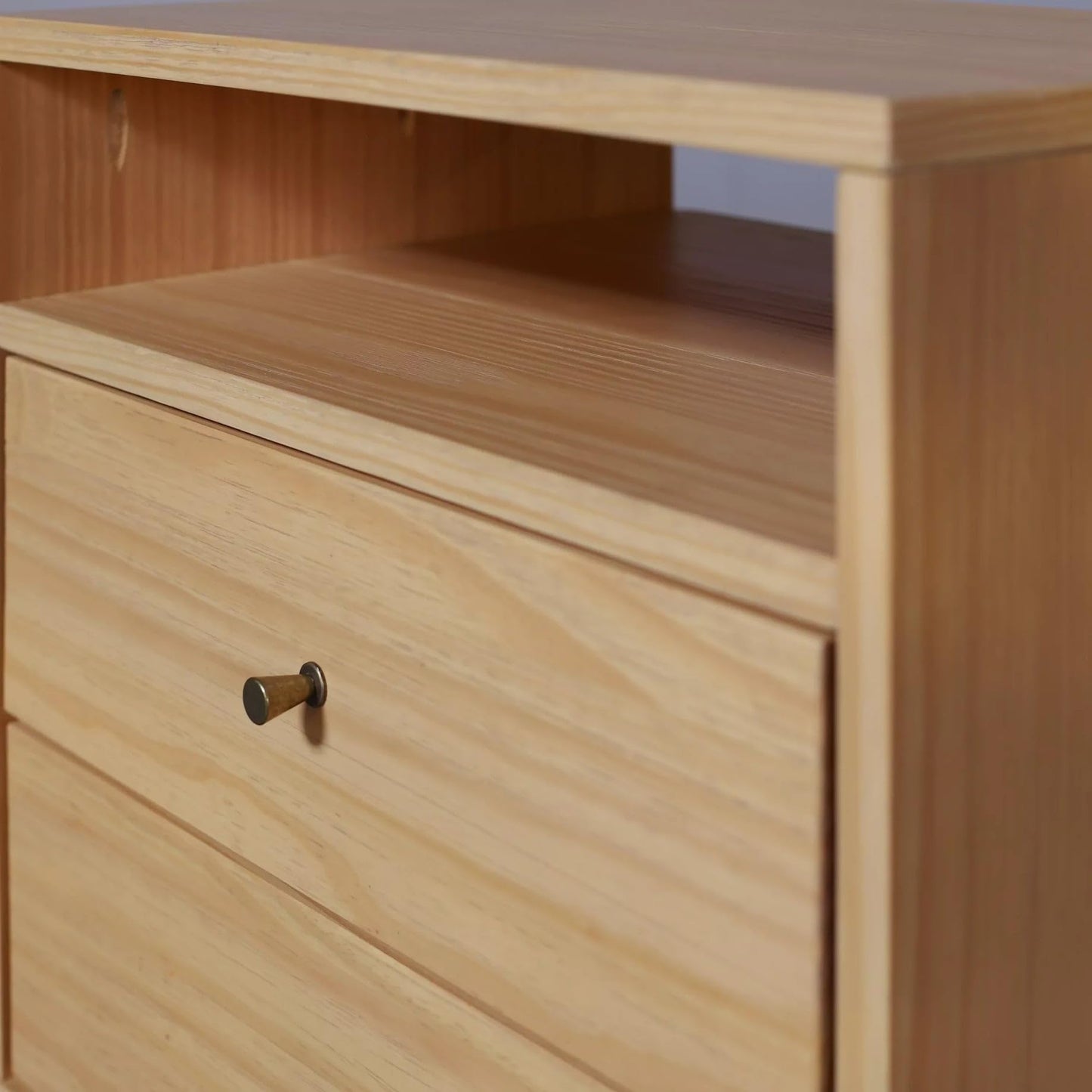 Grain Wood Furniture Mid Century 2-Drawer Nightstand, Solid Wood with a Brushed Walnut Finish