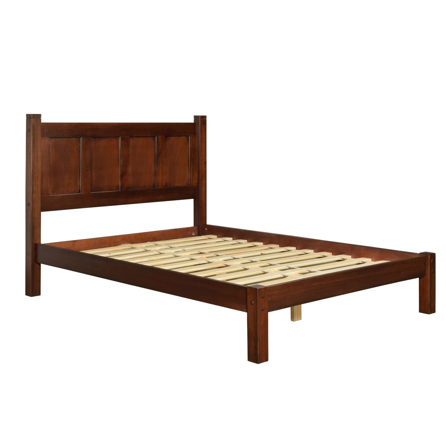 Grain Wood Furniture Shaker Solid Wood Panel Platform Bed, Queen Size, Expresso