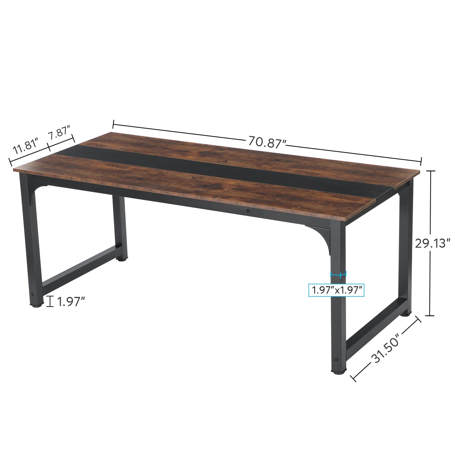 Tribesigns Modern Simple Computer Desk, 47 inch Vintage Office Desk Computer Table, Study Writing Study Desk Workstation for Home Office, Rustic Brown