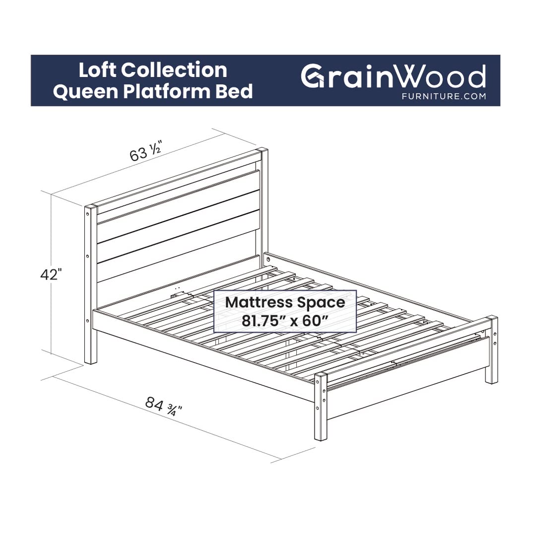Grain Wood Furniture Loft Full Size Solid Wood Bed, Acacia