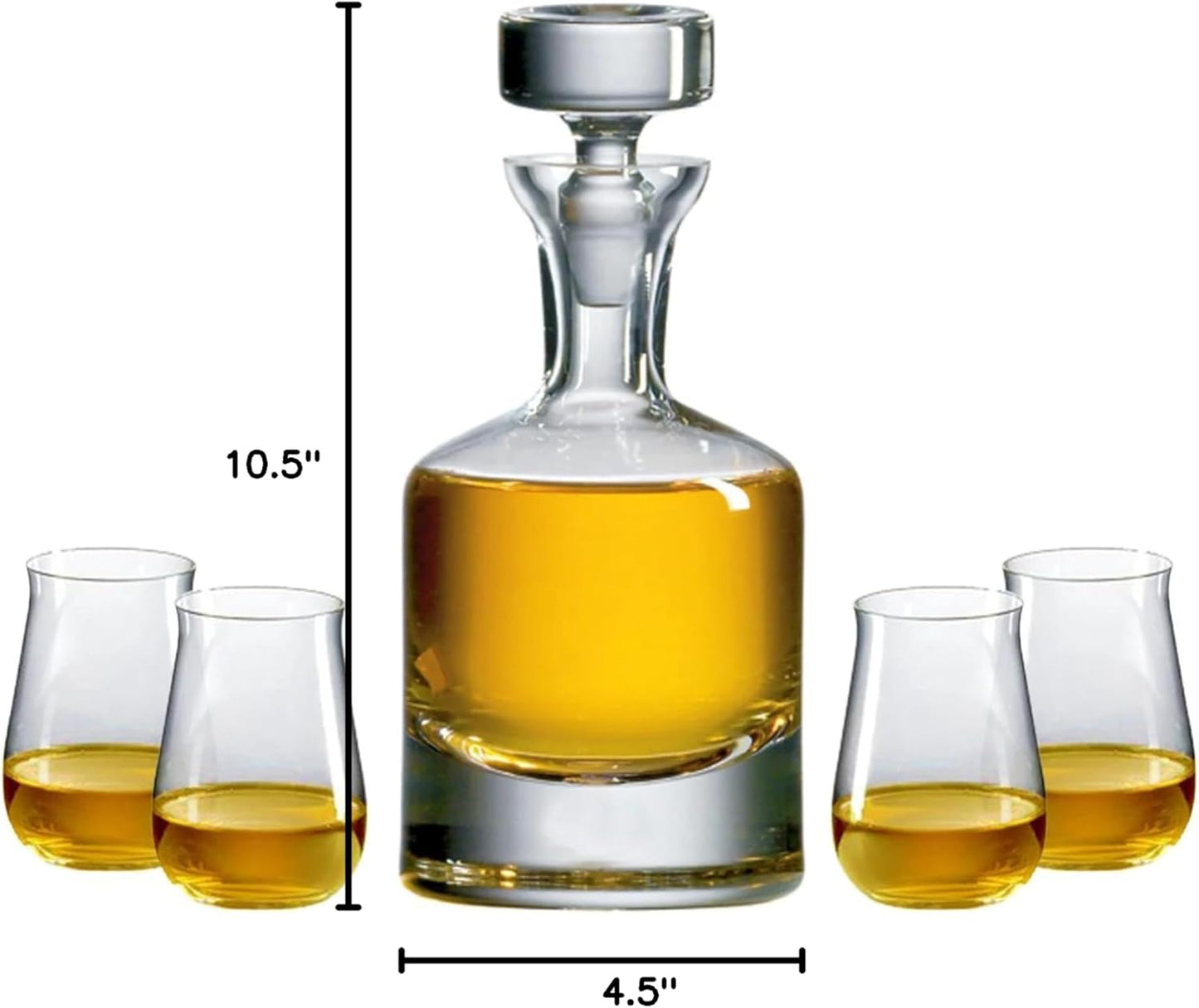 Whiskey Decanter Set, Made in Europe, 100% Lead-Free Crystal, Gift-Boxed, 1 Decanter & 4 Double Old Fashioned Glasses (Scotch Decanter Set)