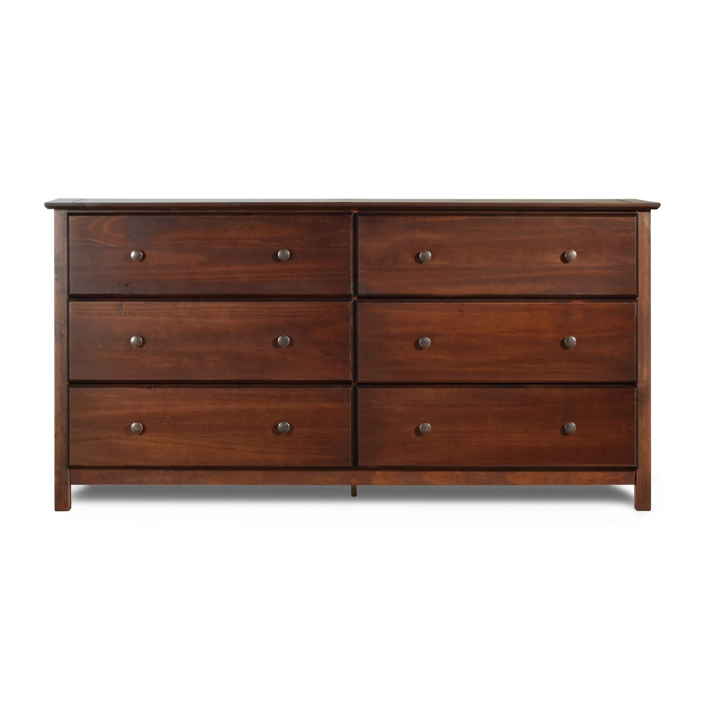Grain Wood Furniture Shaker 6-Drawer Dresser, Solid Wood with a Walnut Finish