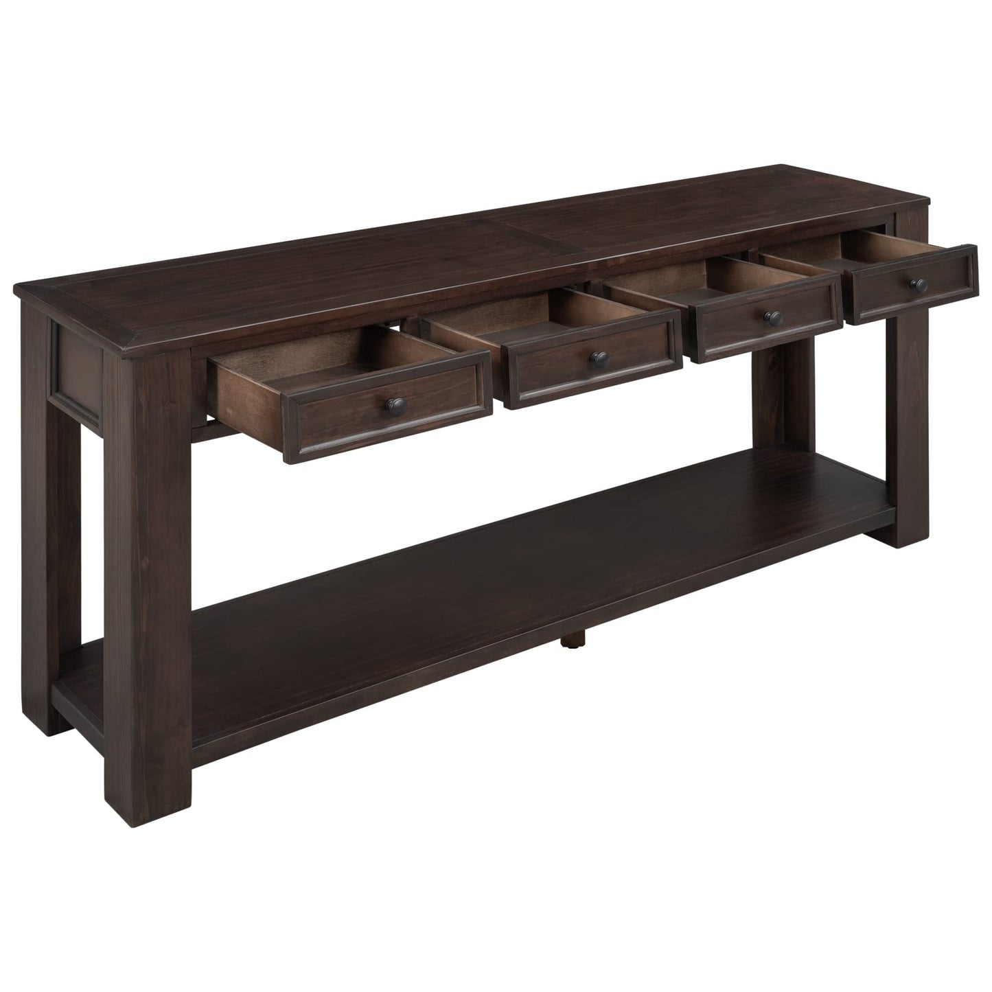 LKTART 63" Solid Wood Console Table Sofa Table with Storage Drawers and Bottom Shelf,Farmhouse Entryway Table for Hallway Foyer,Living Room,Easy Assembled (63" Espresso)