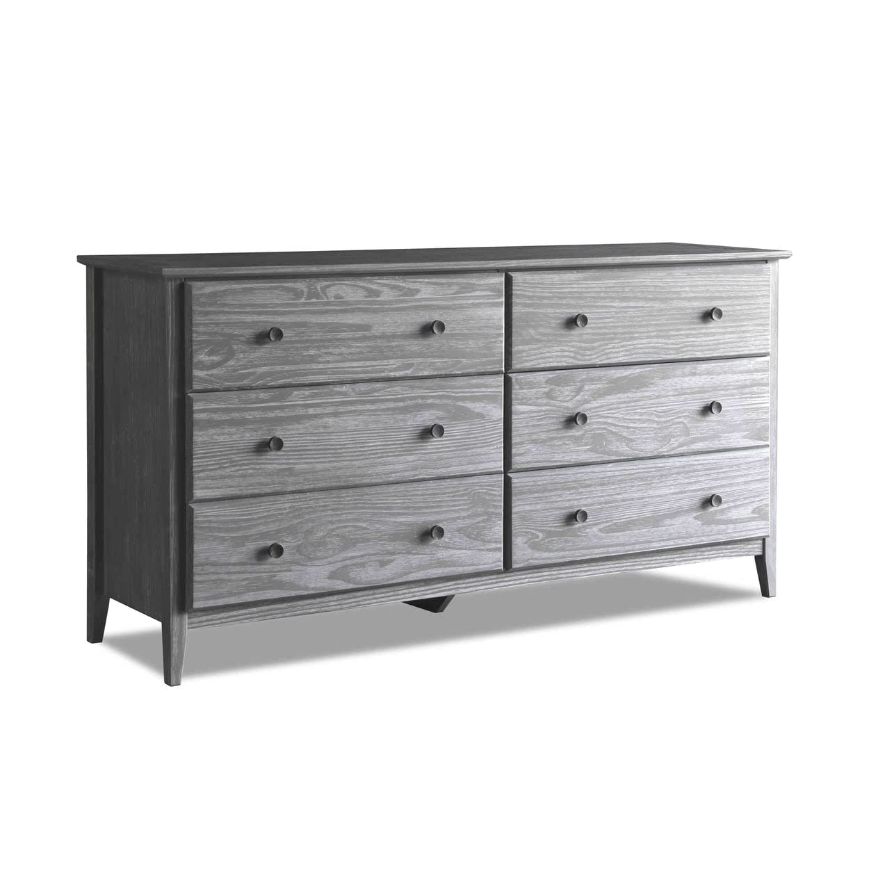 Grain Wood Furniture Greenport 6-Drawer Bedroom Dresser, Solid Wood with a Brushed Walnut Finish